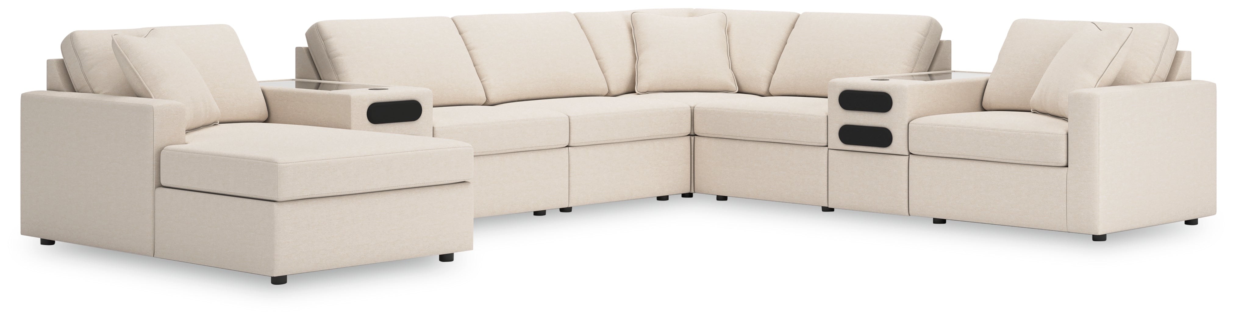 Luxury Living Gallery - Ashley Furniture - Modmax Sectional - RAF 8-Piece Sectional with Audio System and Chaise / Oyster - 92103S47