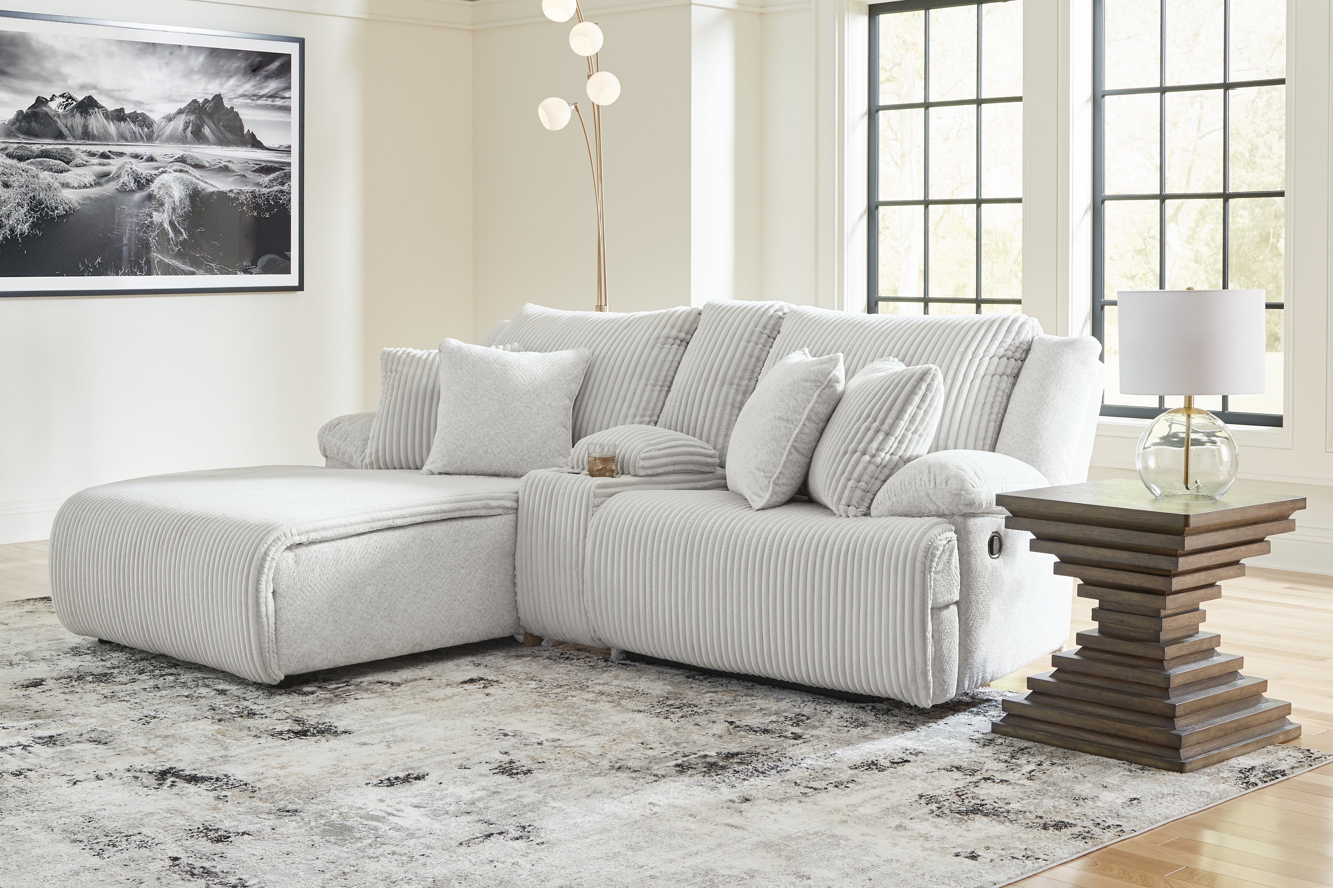 Luxury Living Gallery - Ashley Furniture - Top Tier Sectional - 3-Piece Reclining Sectional Sofa with Chaise / Alloy - 92706S5
