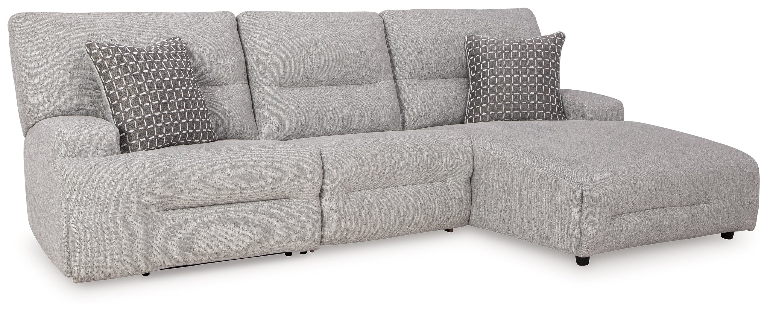 Luxury Living Gallery - Ashley Furniture - Acklen Place Sectional - 3-Piece Power Reclining Sectional / Pewter - 93605S6