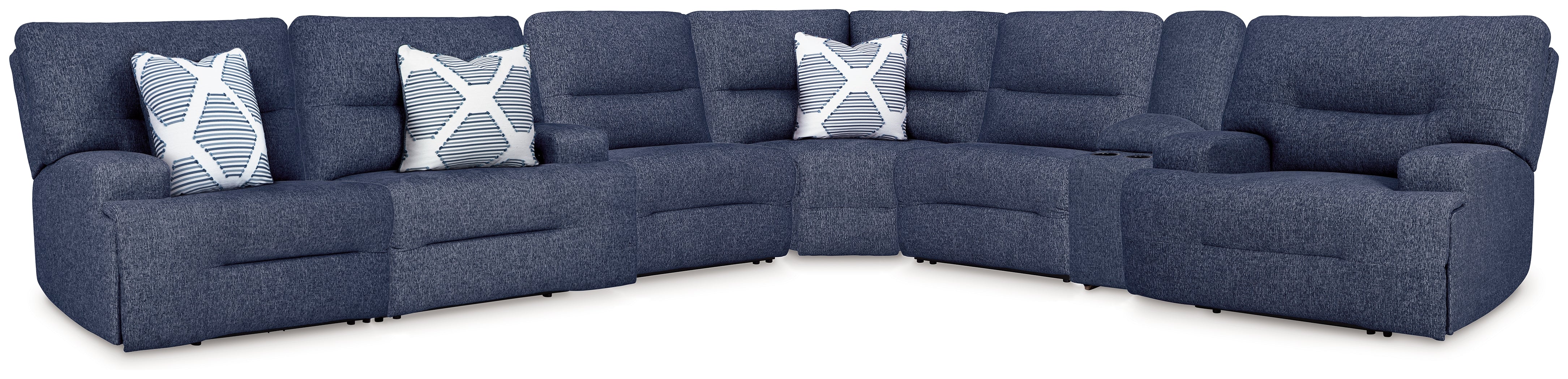 Luxury Living Gallery - Ashley Furniture - Acklen Place Sectional - 7-Piece Power Reclining Sectional / Navy - 93607S8
