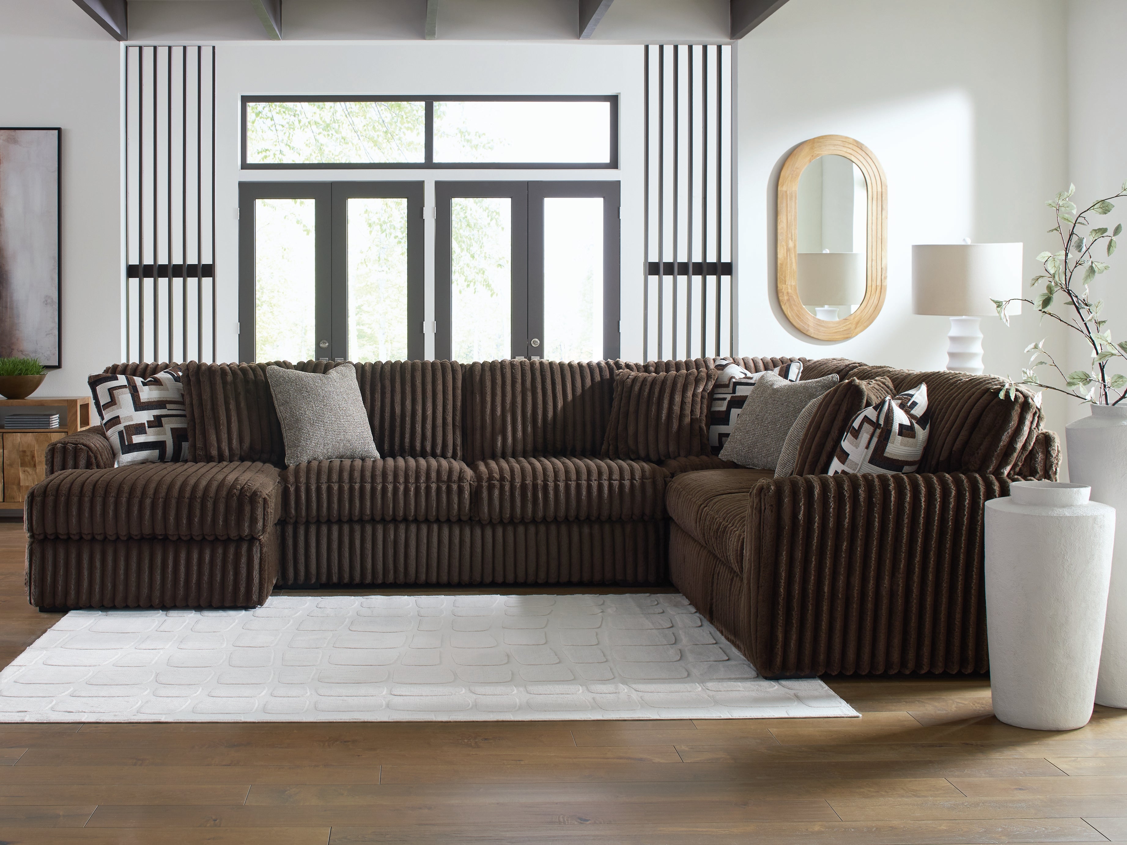 Luxury Living Gallery - Ashley Furniture - Midnight-Madness Sectional - RAF 4-Piece Sectional with Chaise / Chocolate - 98104S4