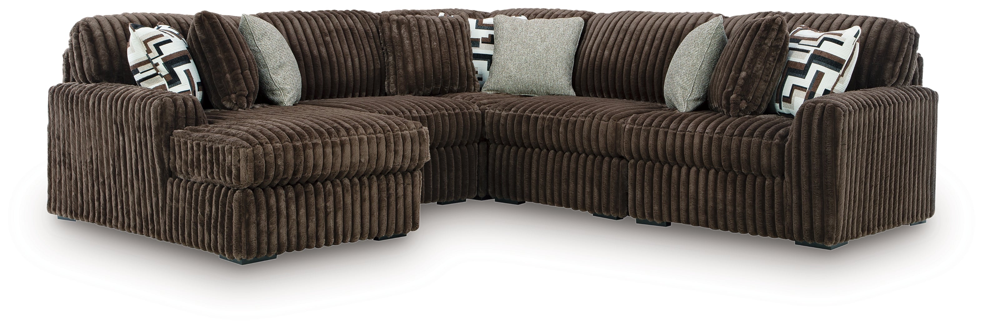 Luxury Living Gallery - Ashley Furniture - Midnight-Madness Sectional - RAF 5-Piece Sectional with Chaise / Chocolate - 98104S21