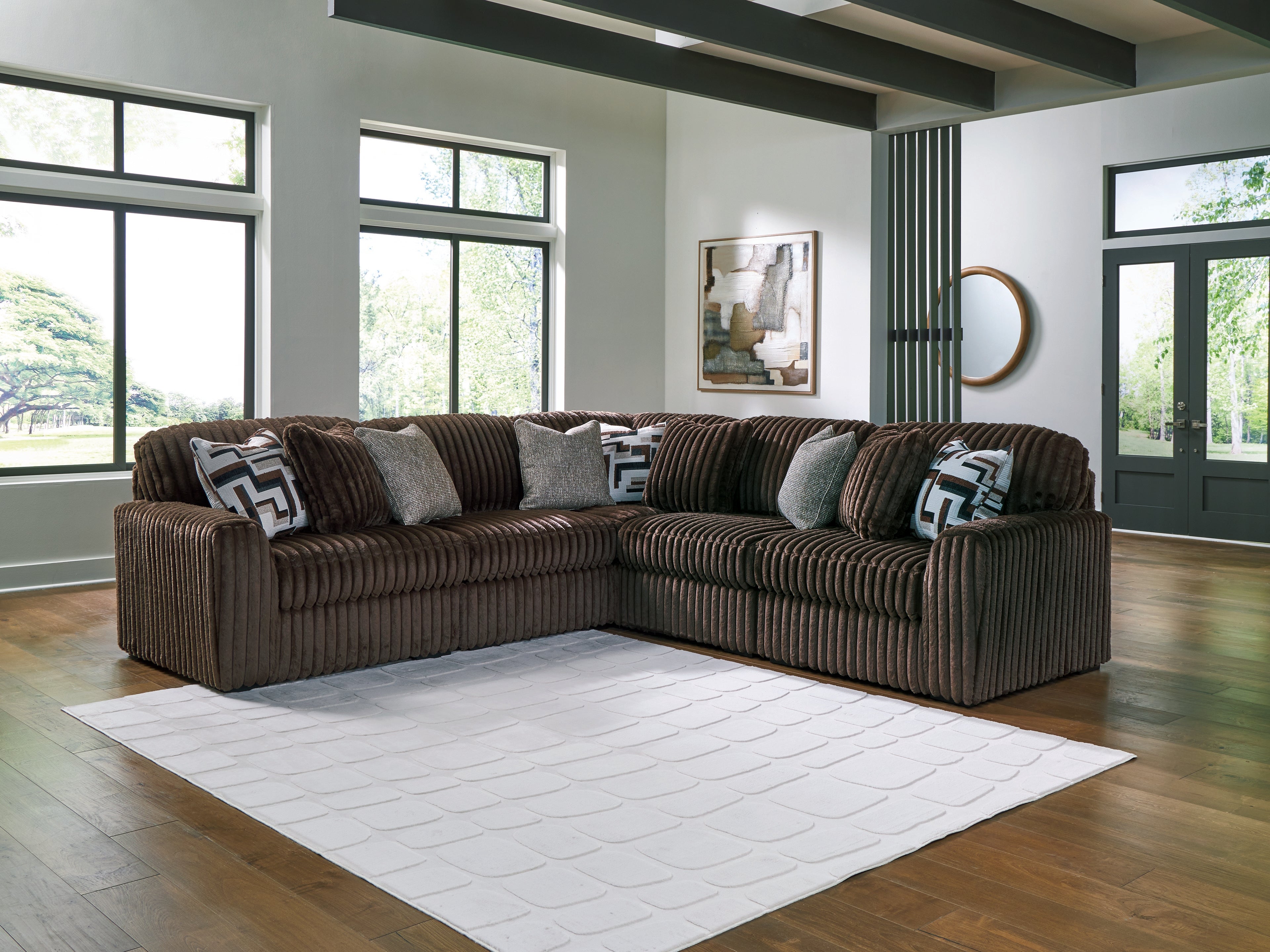 Luxury Living Gallery - Ashley Furniture - Midnight-Madness Sectional - RAF 5-Piece Sectional / Chocolate - 98104S26