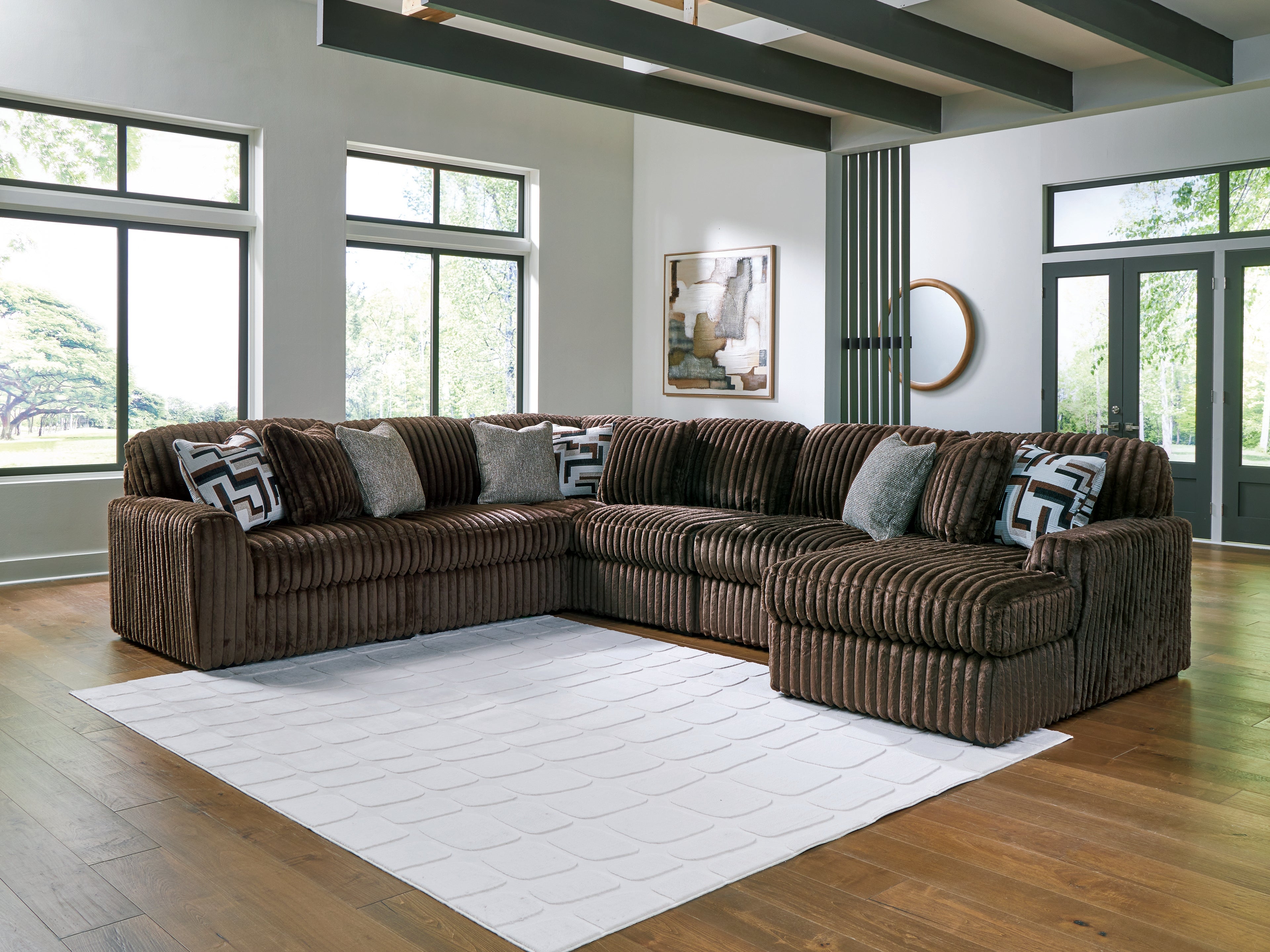 Luxury Living Gallery - Ashley Furniture - Midnight-Madness Sectional - RAF 6-Piece Sectional with Chaise / Chocolate - 98104S24