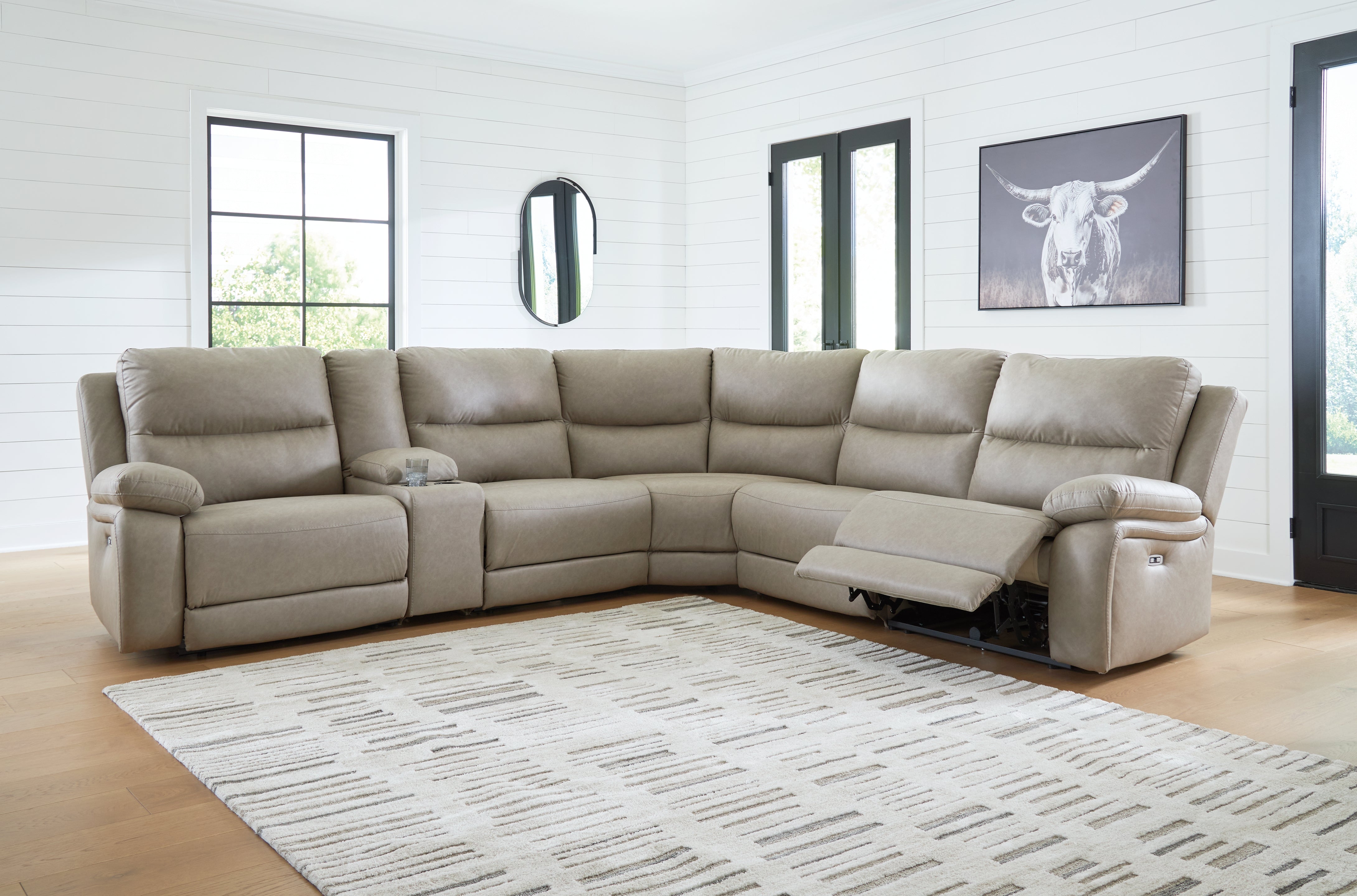 Luxury Living Gallery - Ashley Furniture - Narwhal Place Sectional - 6-Piece Power Reclining Sectional / Pebble - PC99201S10