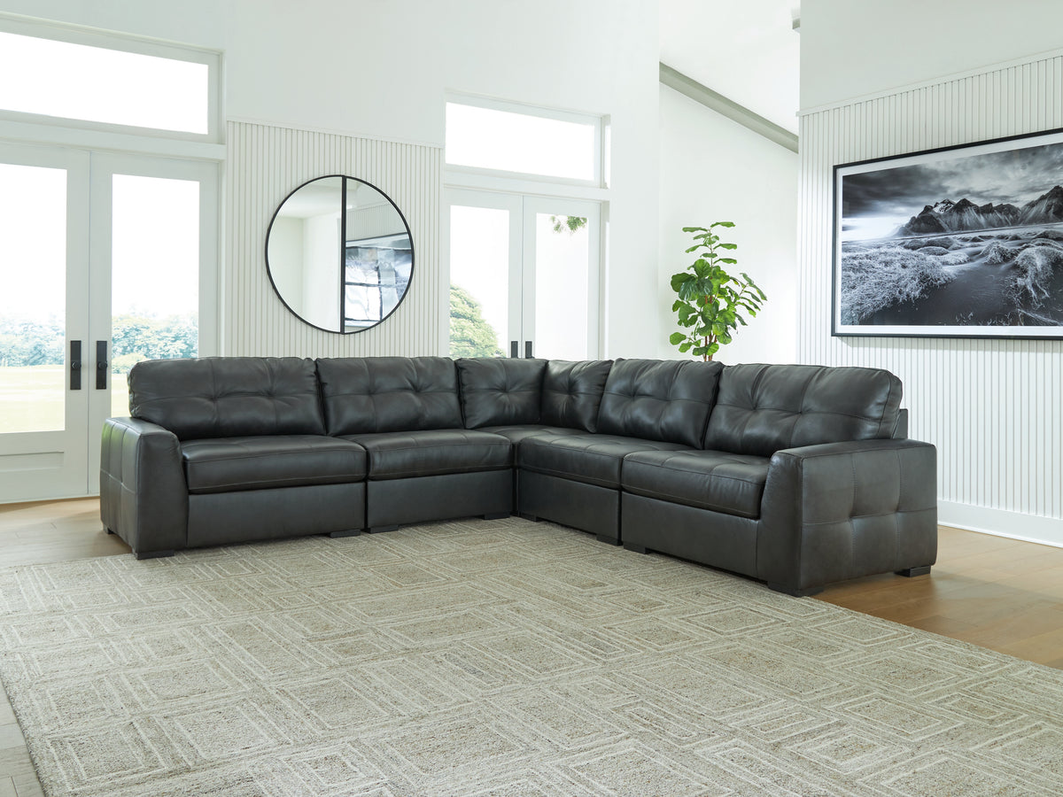 Luxury Living Gallery - Ashley Furniture - Brindley Pier Sectional - RAF 5-Piece Sectional / Fog - 99503S3