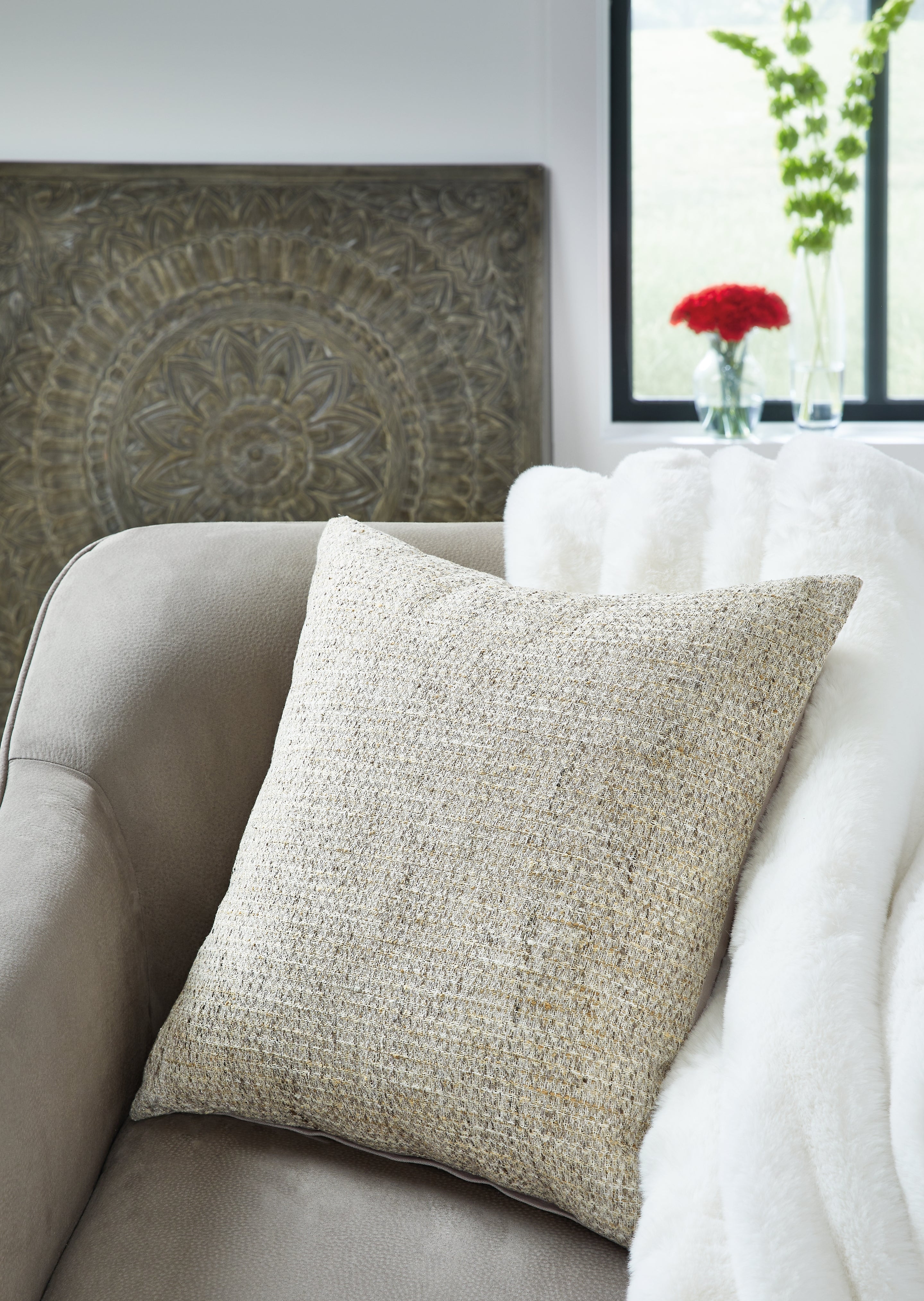 Luxury Living Gallery - Ashley Furniture - Erline Pillows - Pillow (4/CS) / Cement - A1000895
