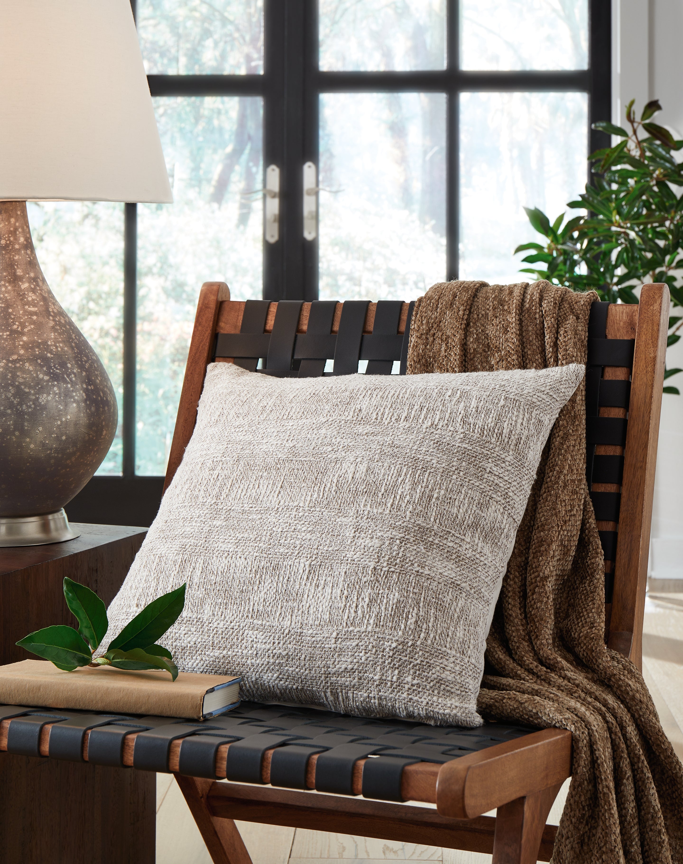 Luxury Living Gallery - Ashley Furniture - Carddon Pillows - Pillow / Brown/White - A1000971P