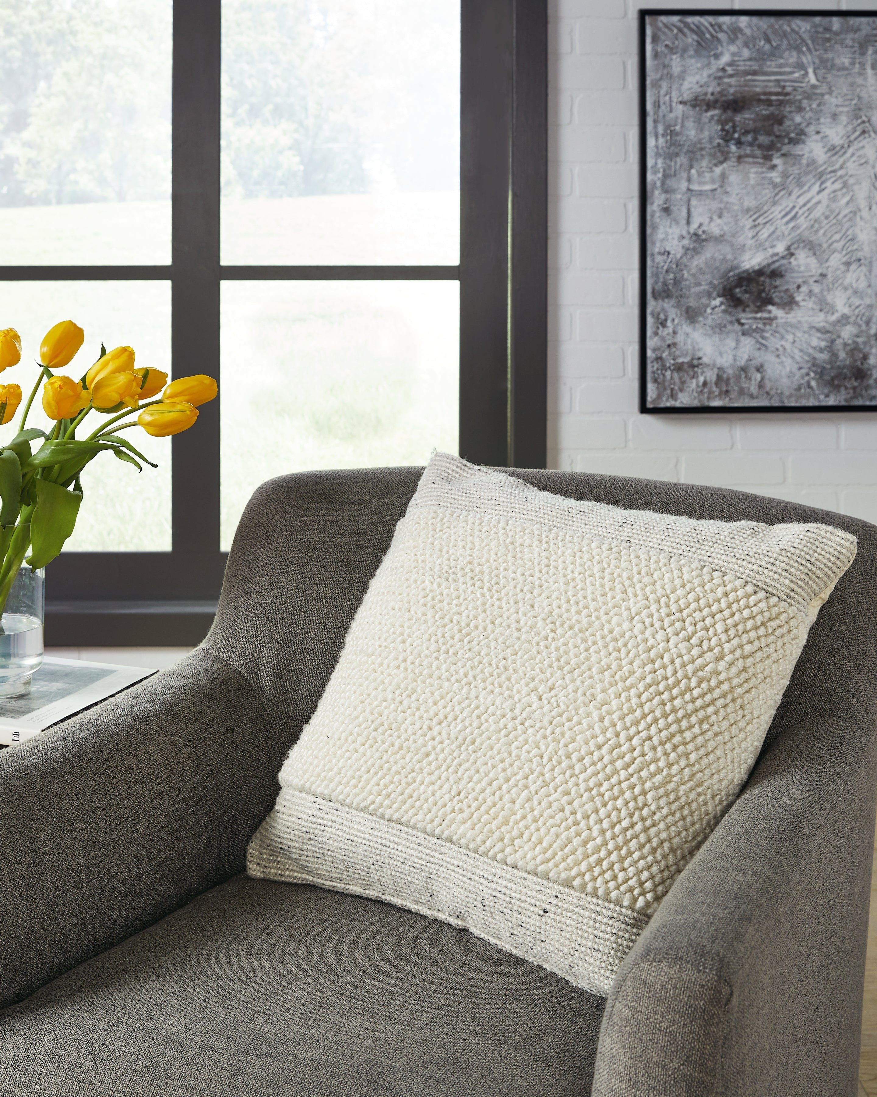 Luxury Living Gallery - Ashley Furniture - Rowcher Pillows - Pillow / Gray/White - A1001004P