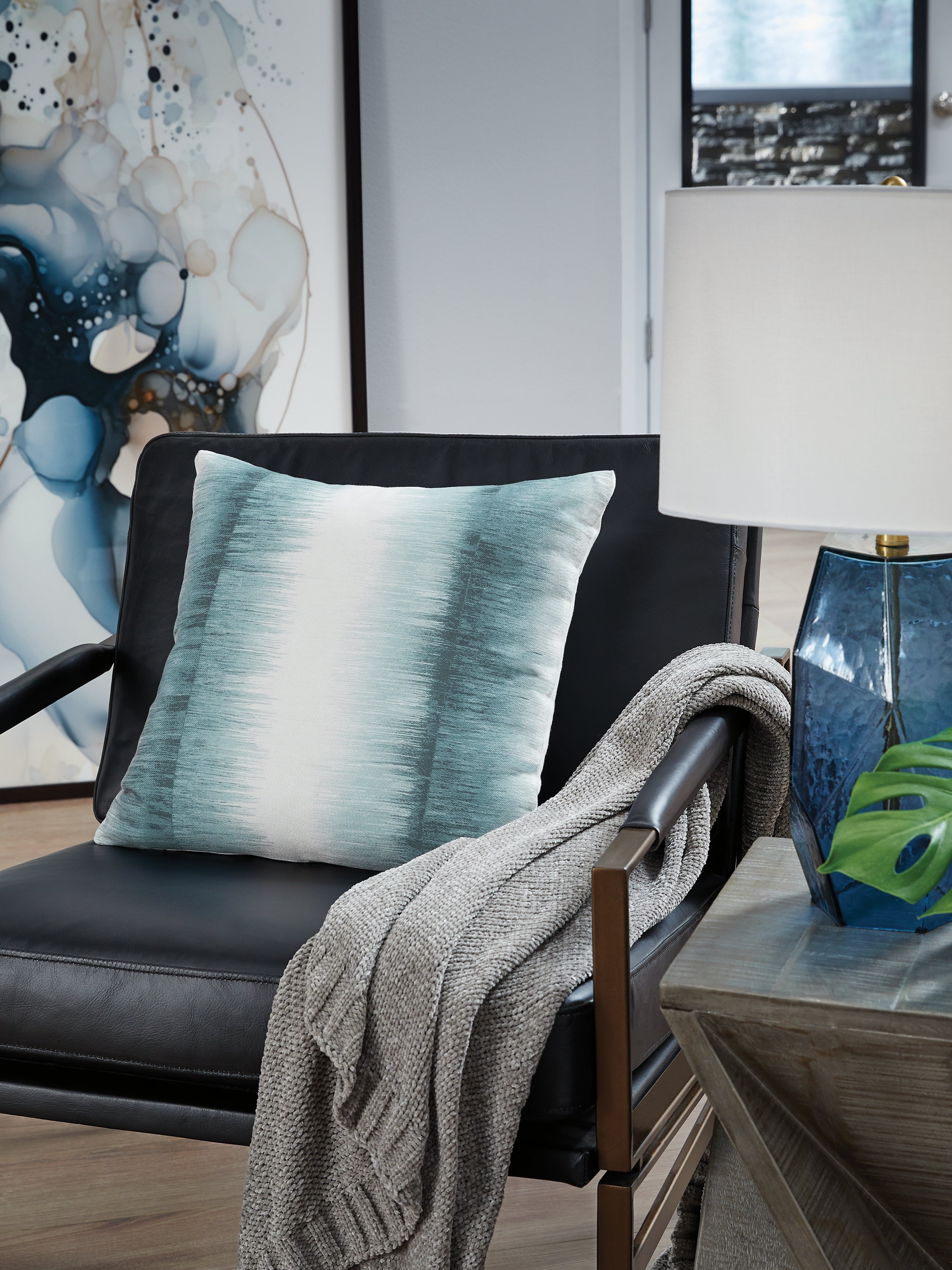 Luxury Living Gallery - Ashley Furniture - Elonwich Pillows - Pillow / Teal/White - A1001106P