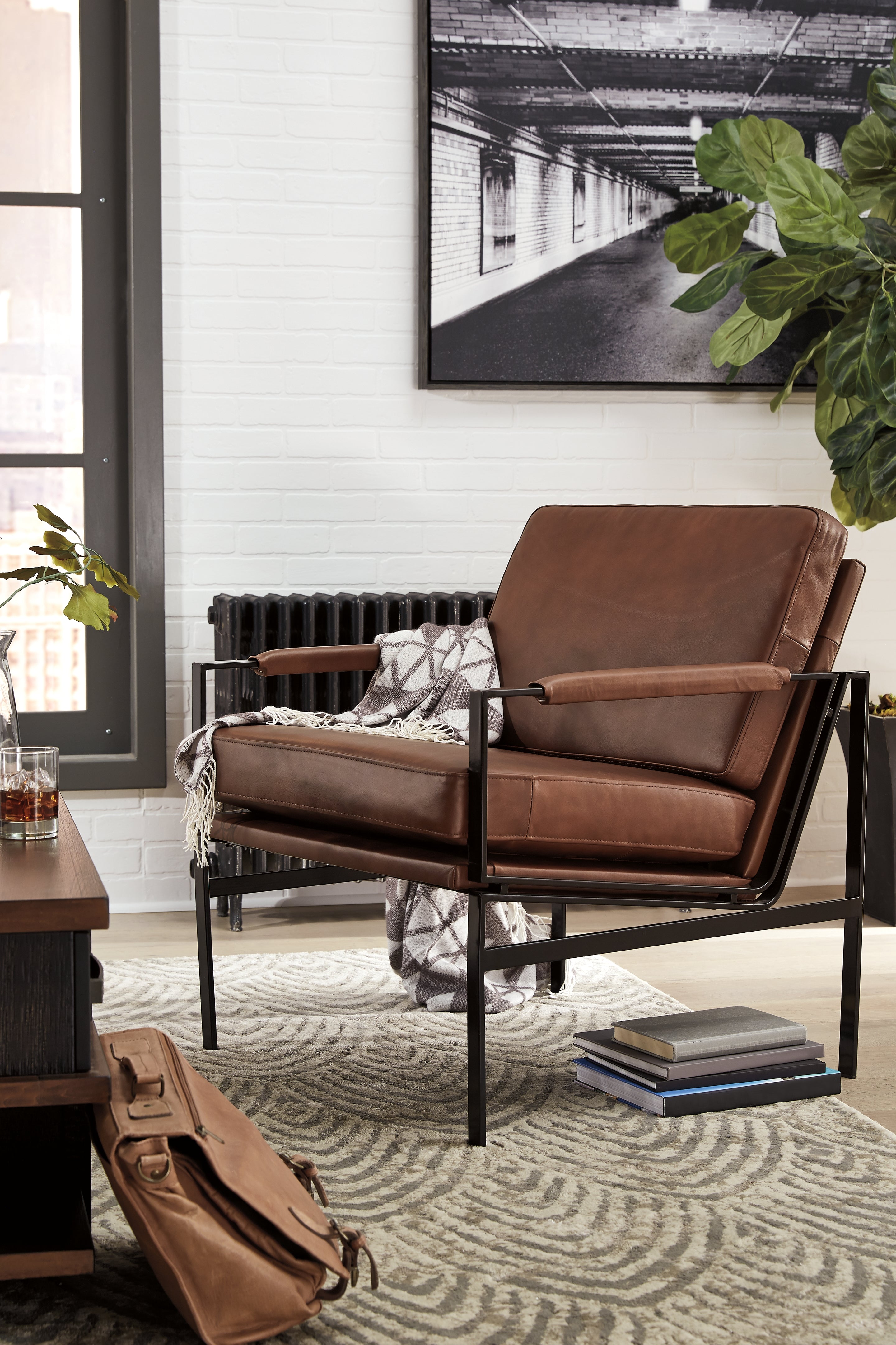 Luxury Living Gallery - Ashley Furniture - Puckman Accent Chair - Accent Chair / Brown/Silver Finish - A3000193