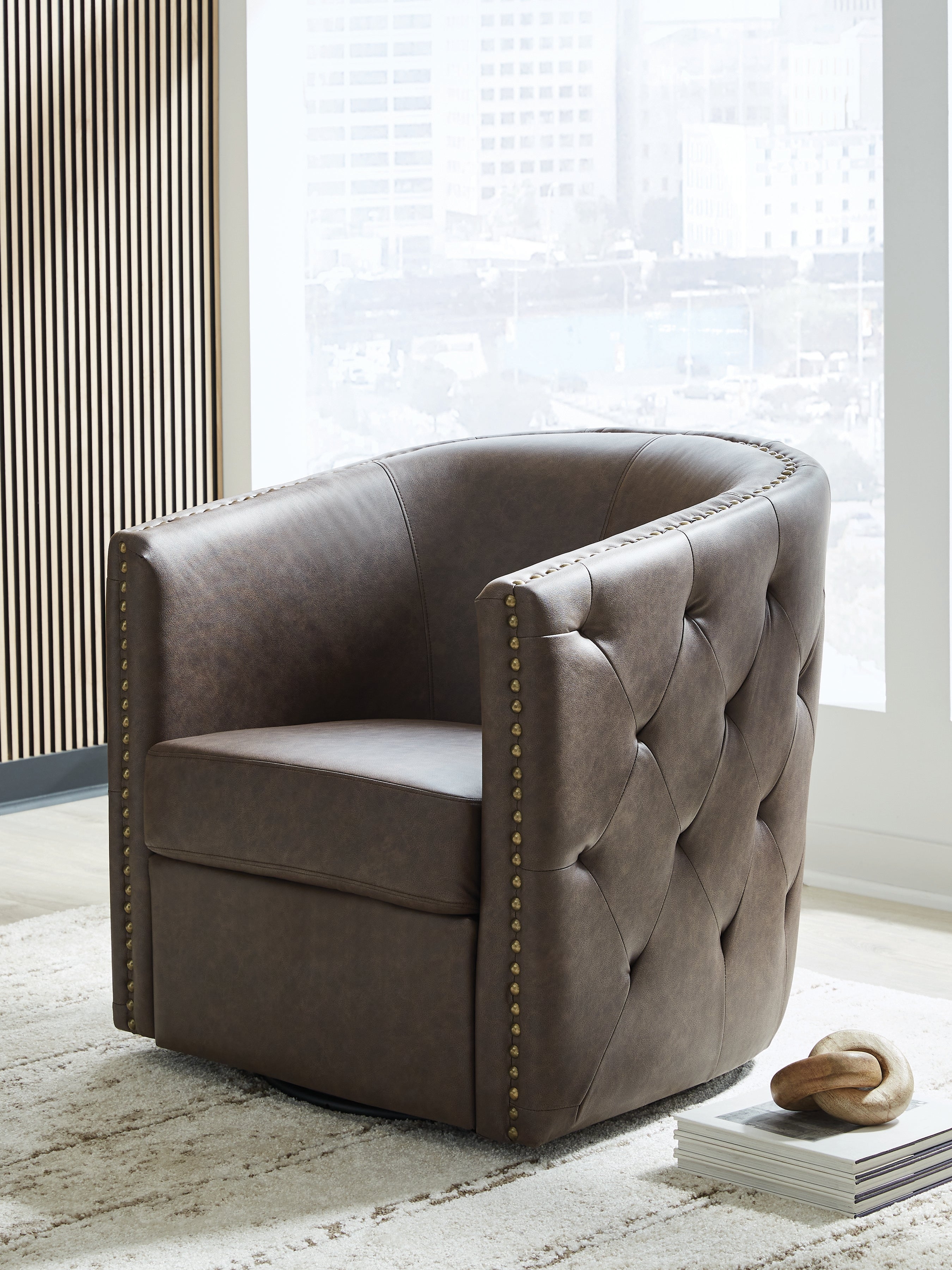 Luxury Living Gallery - Ashley Furniture - Brentlow Swivel Accent Chair - Swivel Accent Chair / Granite - A3000741