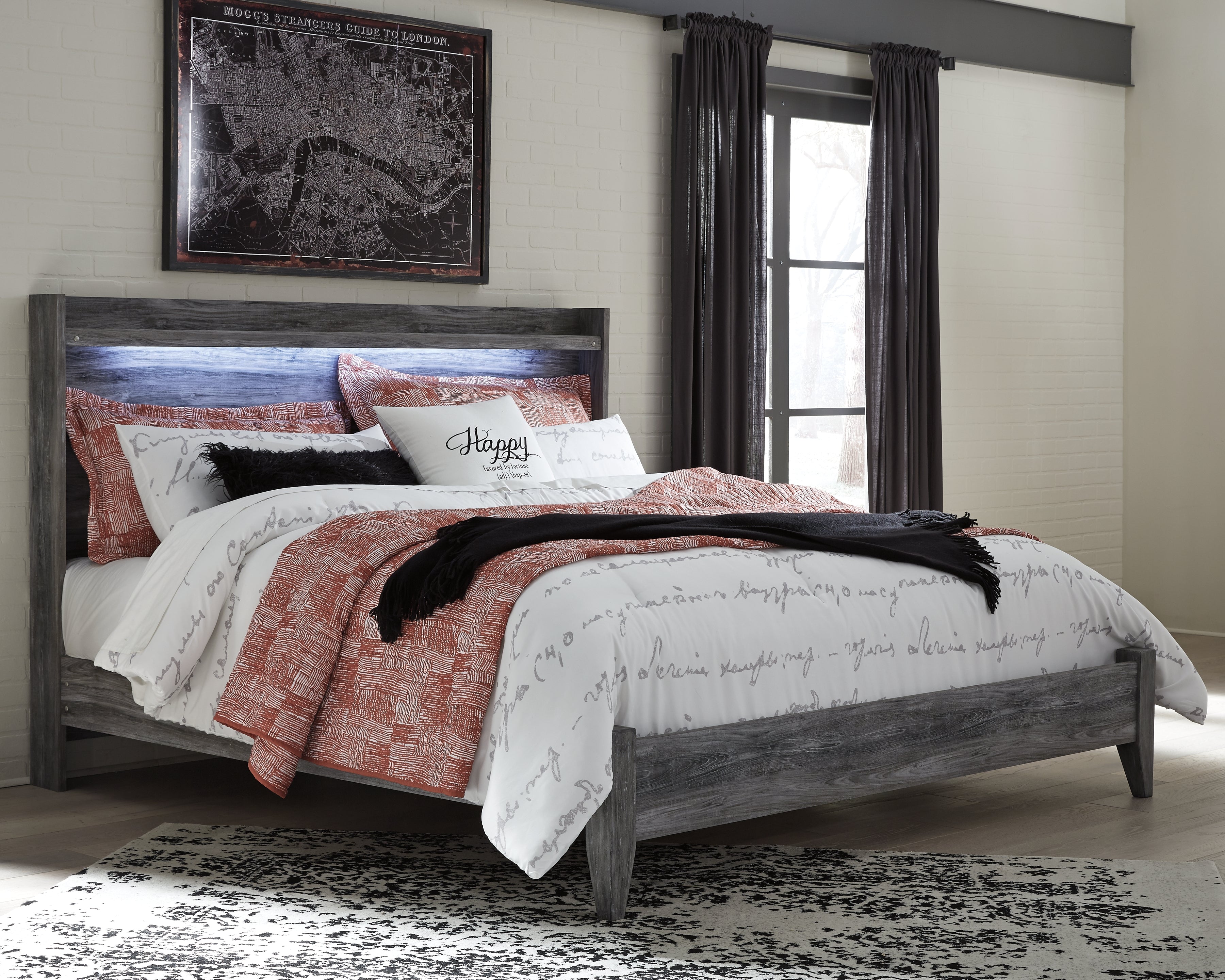 Luxury Living Gallery - Ashley Furniture - Baystorm Bedroom - King Panel Bed / Gray - B221B11