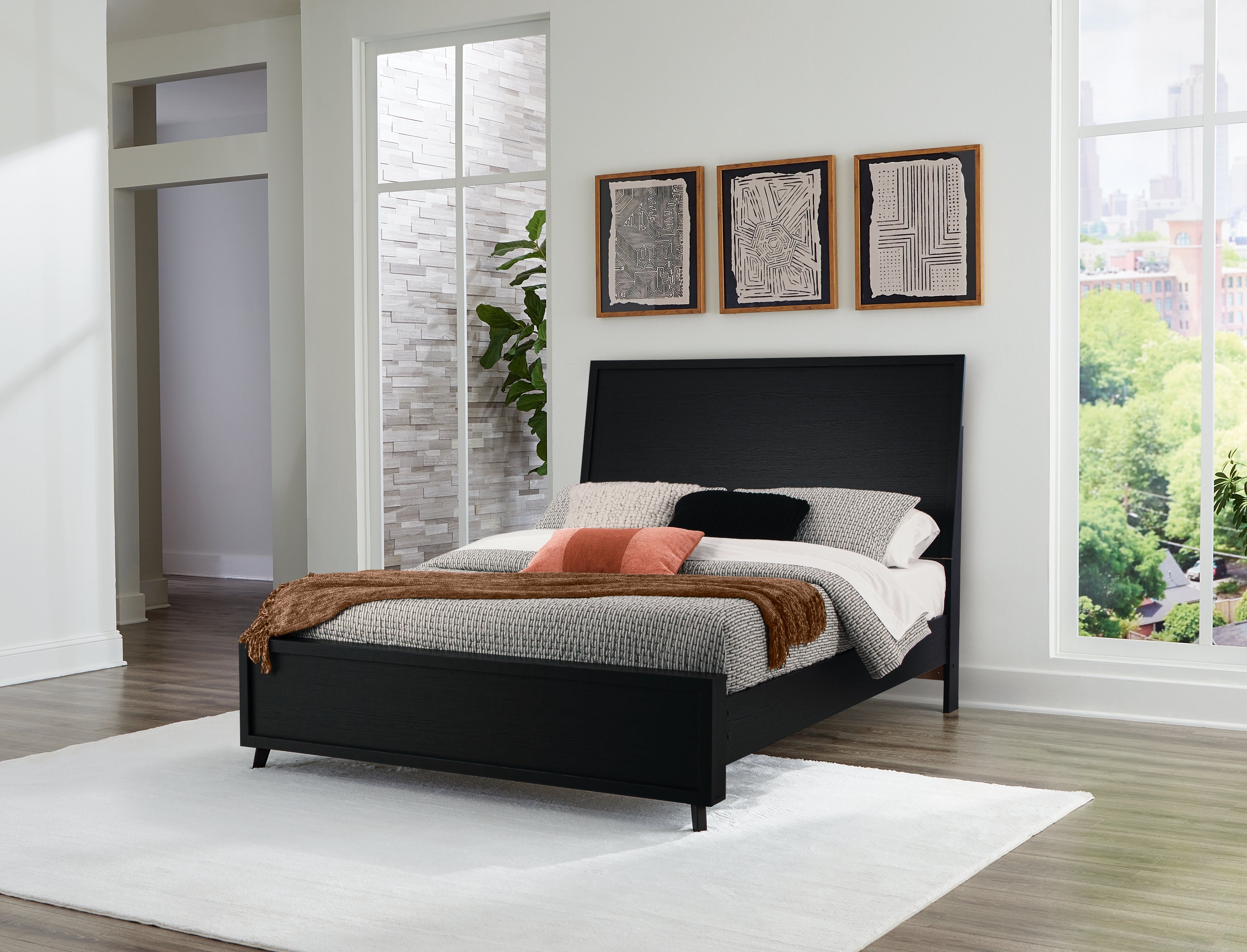 Luxury Living Gallery - Ashley Furniture - Danziar Bedroom - Queen Panel Bed / Black - B1013B2
