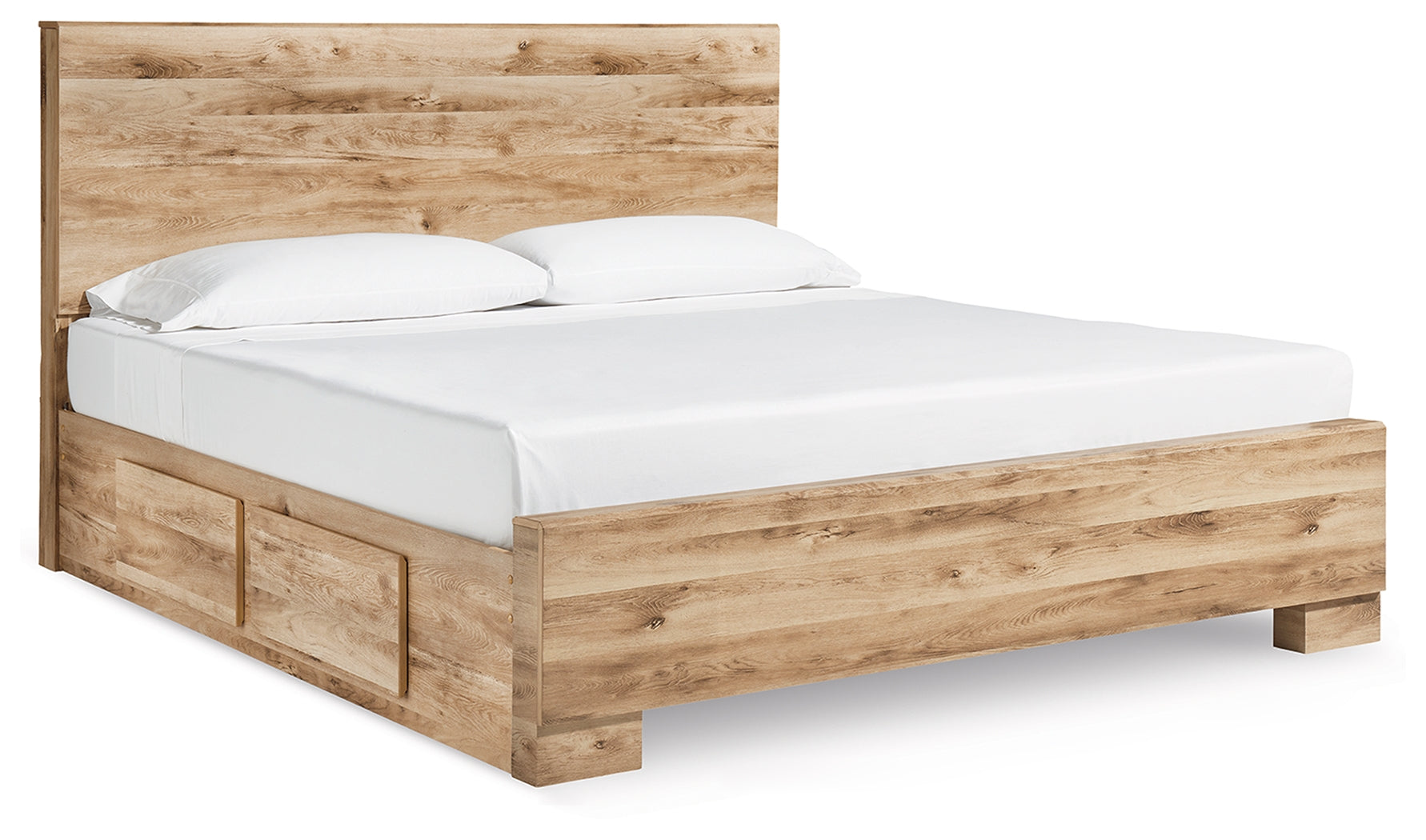 Luxury Living Gallery - Ashley Furniture - Hyanna Bedroom - King Panel Bed with 2 Side Storage / Tan Brown - B1050B33