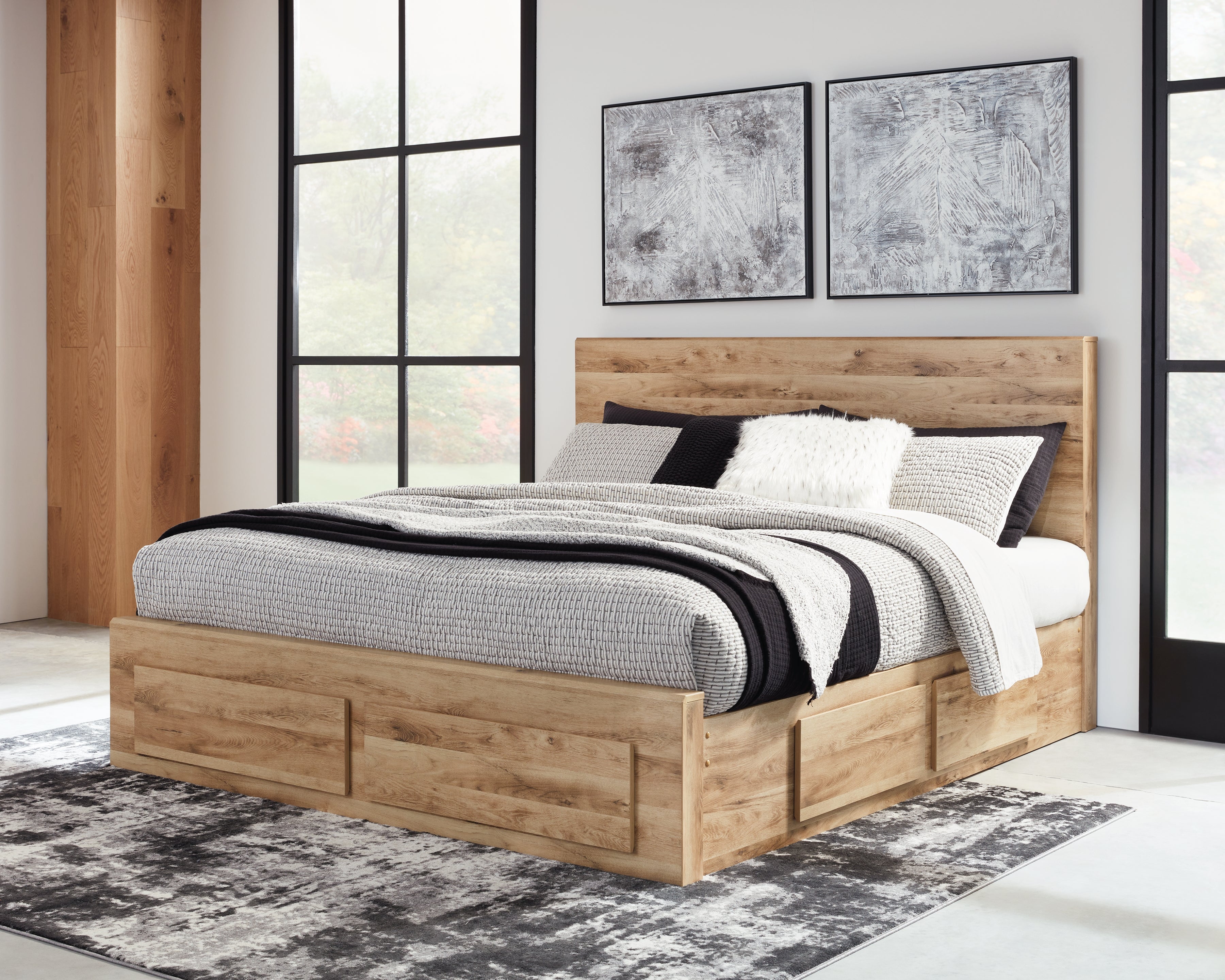 Luxury Living Gallery - Ashley Furniture - Hyanna Bedroom - Queen Panel Storage Bed with 1 Under Bed Storage Drawer / Tan Brown - B1050B6