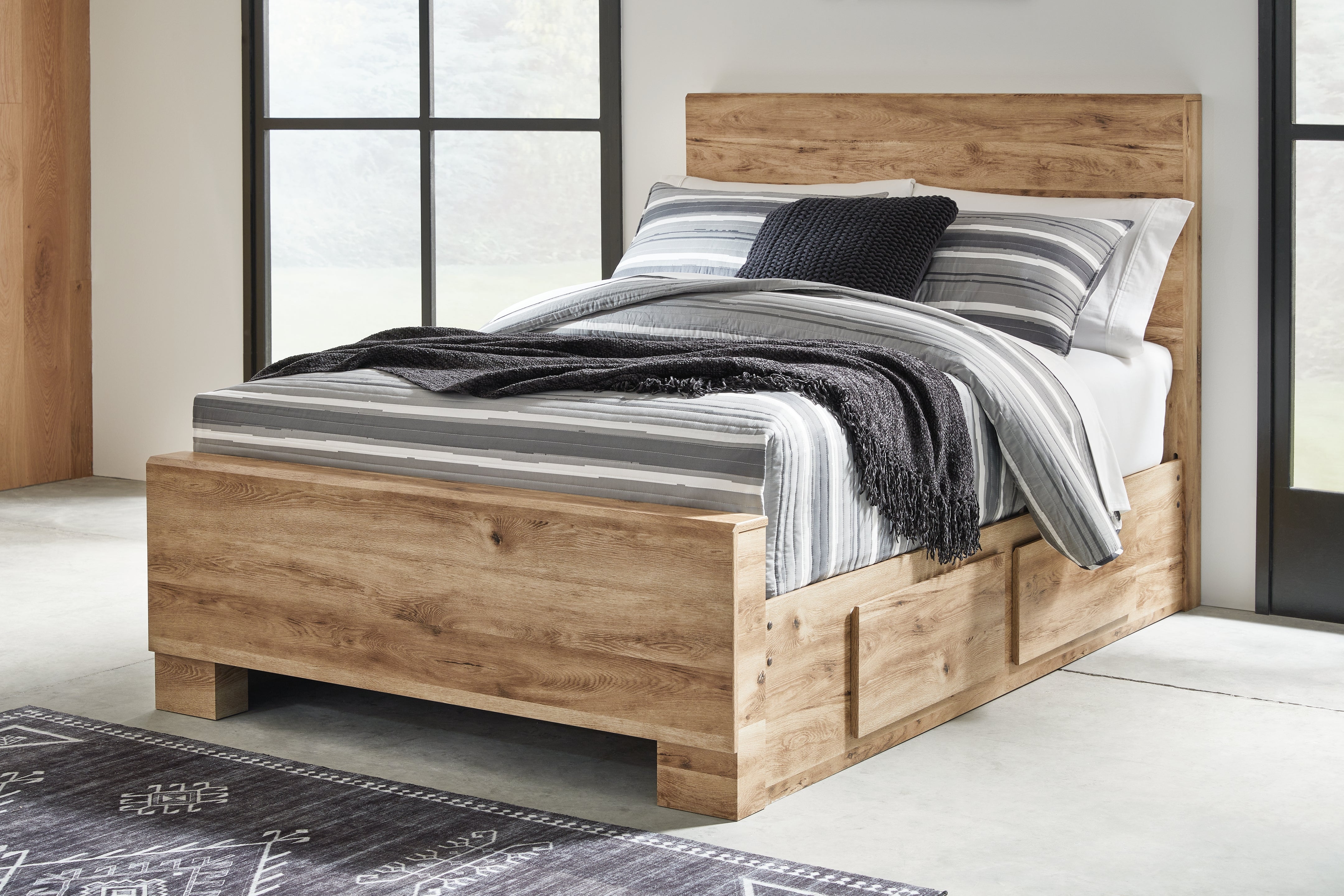 Luxury Living Gallery - Ashley Furniture - Hyanna Bedroom - Full Panel Bed with 1 Side Storage / Tan Brown - B1050B25