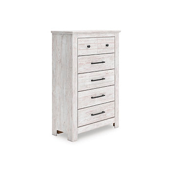 Luxury Living Gallery - Ashley Furniture - Makidern Bedroom - Five Drawer Chest / Whitewash - PCB1171-46