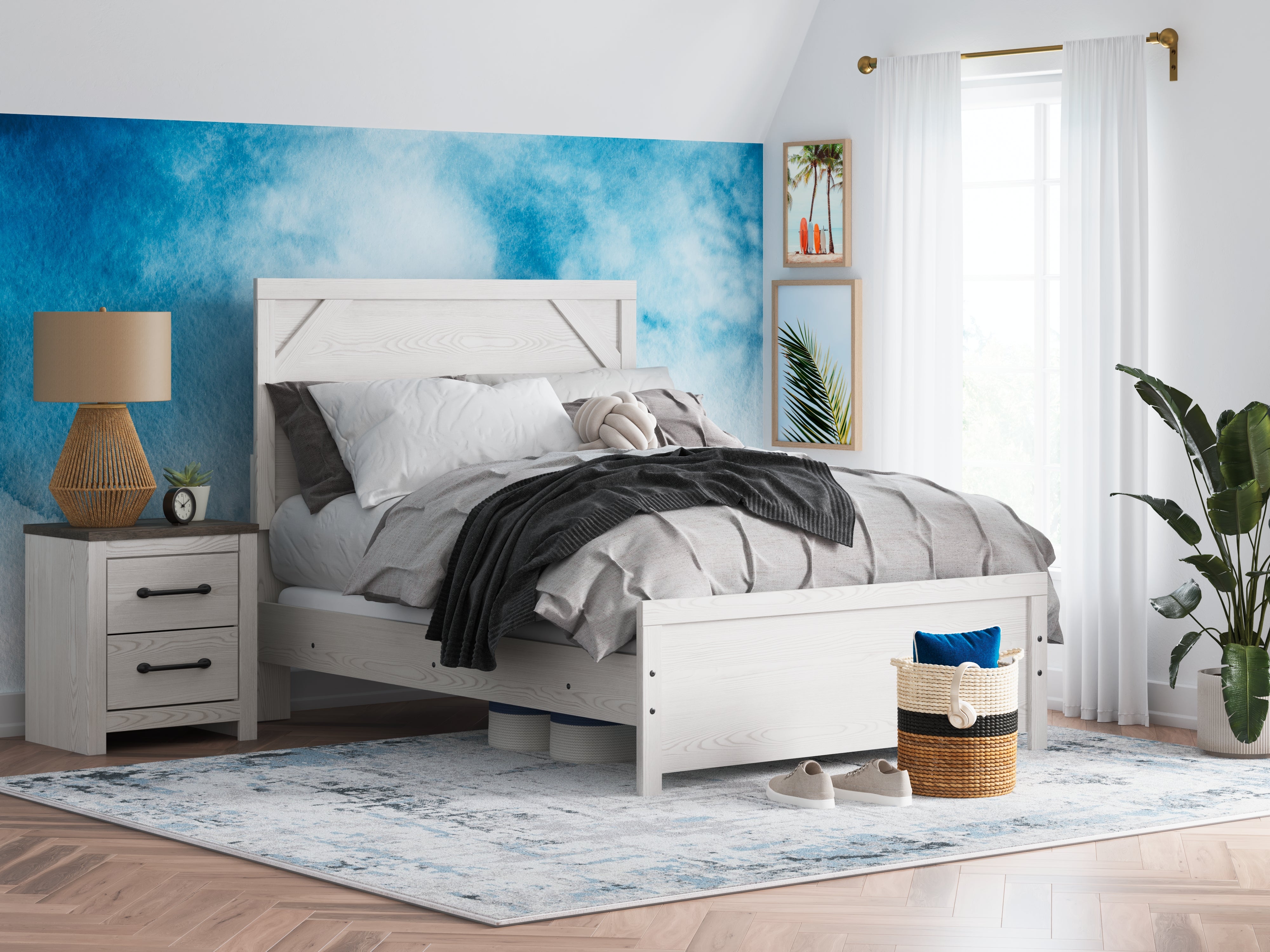 Luxury Living Gallery - Ashley Furniture - Gerridan Bedroom - Full Panel Bed / White/Gray - B1190B4