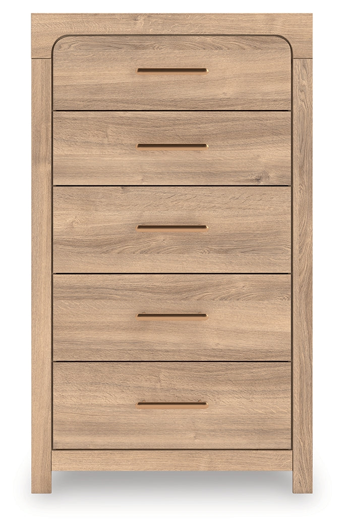 Luxury Living Gallery - Ashley Furniture - Kinlanni Bedroom - Five Drawer Chest / Tan - PCB1360-46