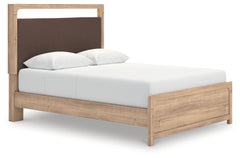 Luxury Living Gallery - Ashley Furniture - Kinlanni Bedroom - Queen Upholstered Platform Bed / Tan - PCB1360B10