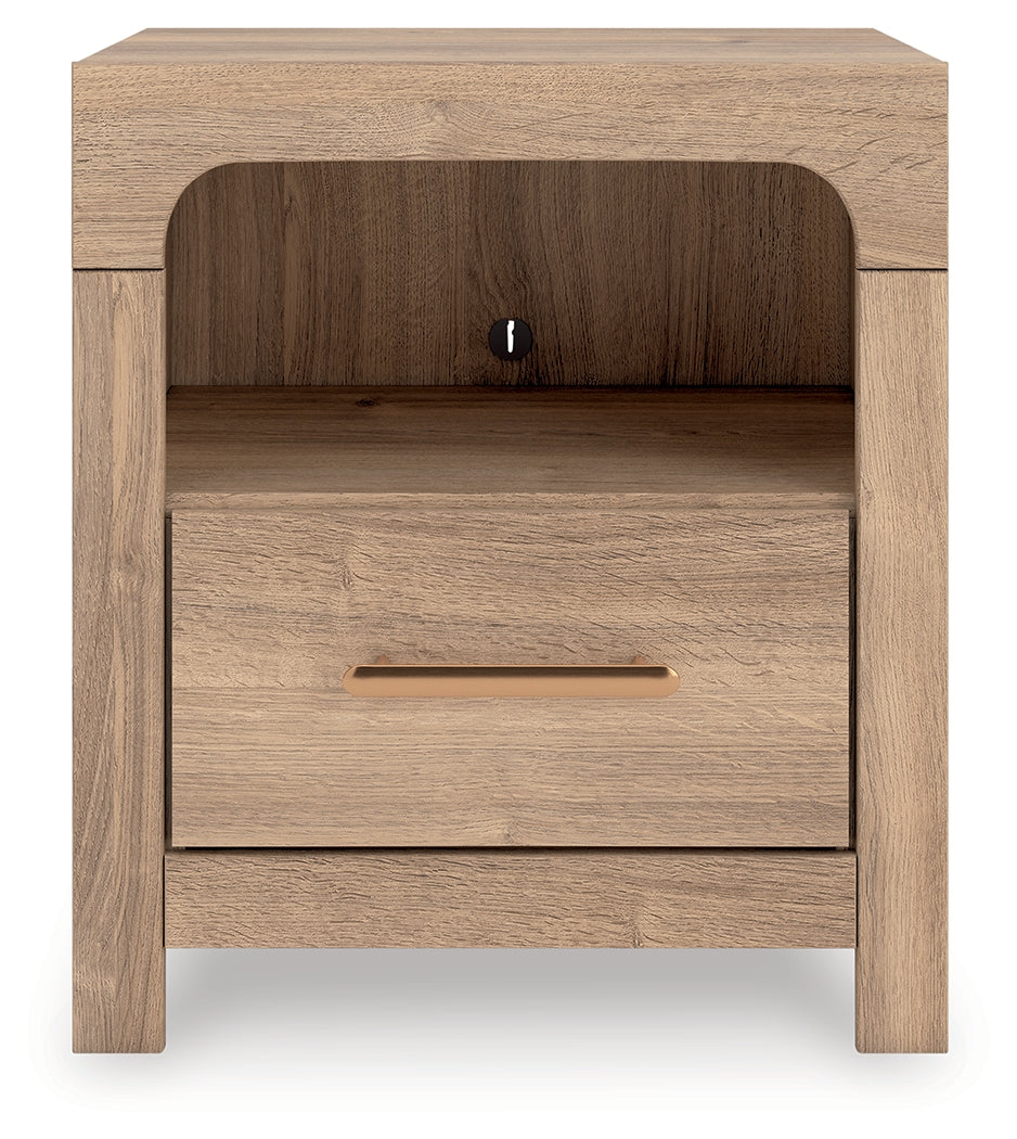 Luxury Living Gallery - Ashley Furniture - Kinlanni Bedroom - One Drawer Night Stand / Tan - PCB1360-91