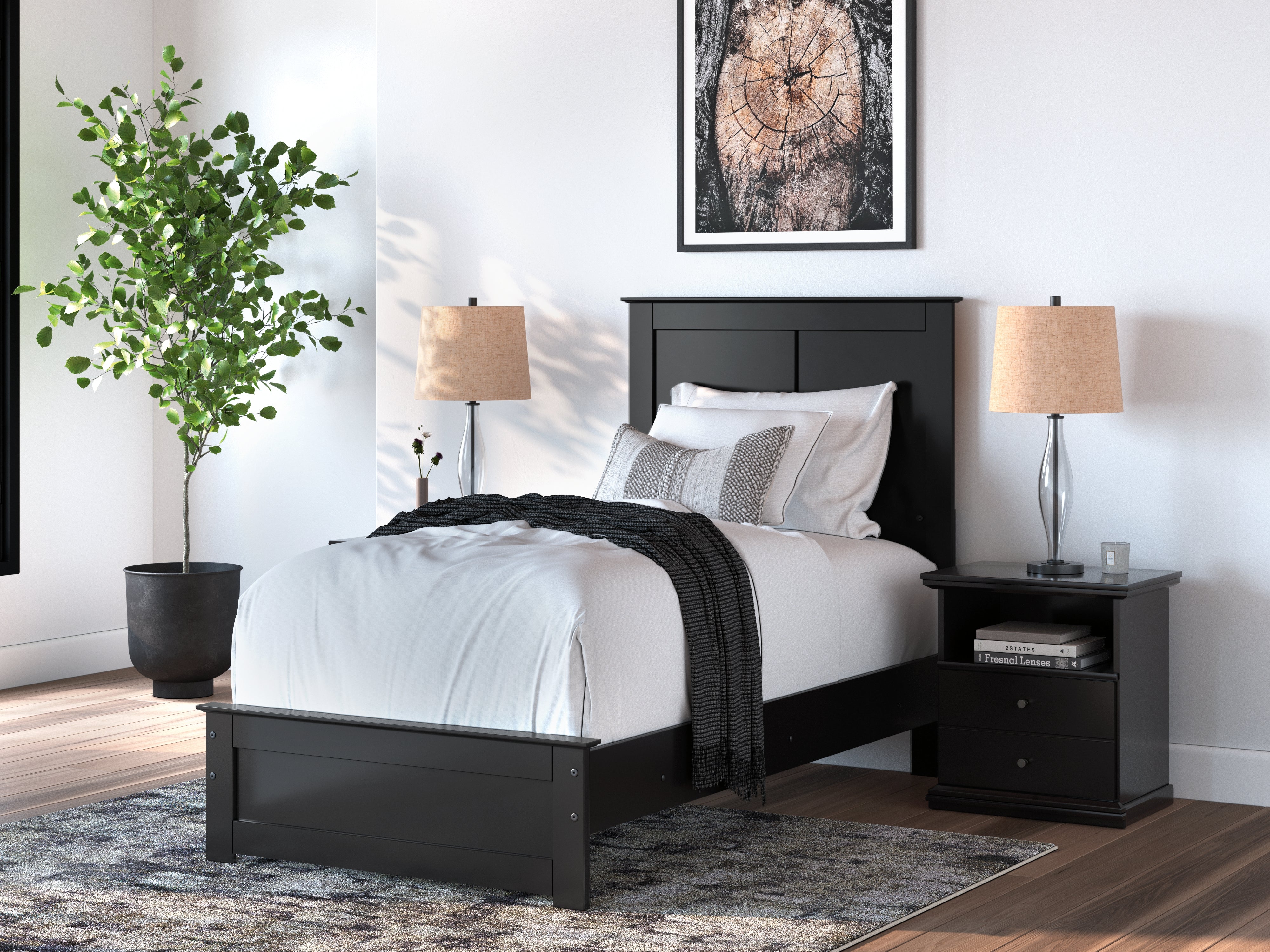 Luxury Living Gallery - Ashley Furniture - Maribel Bedroom - Twin Panel Bed / Black - B138B51