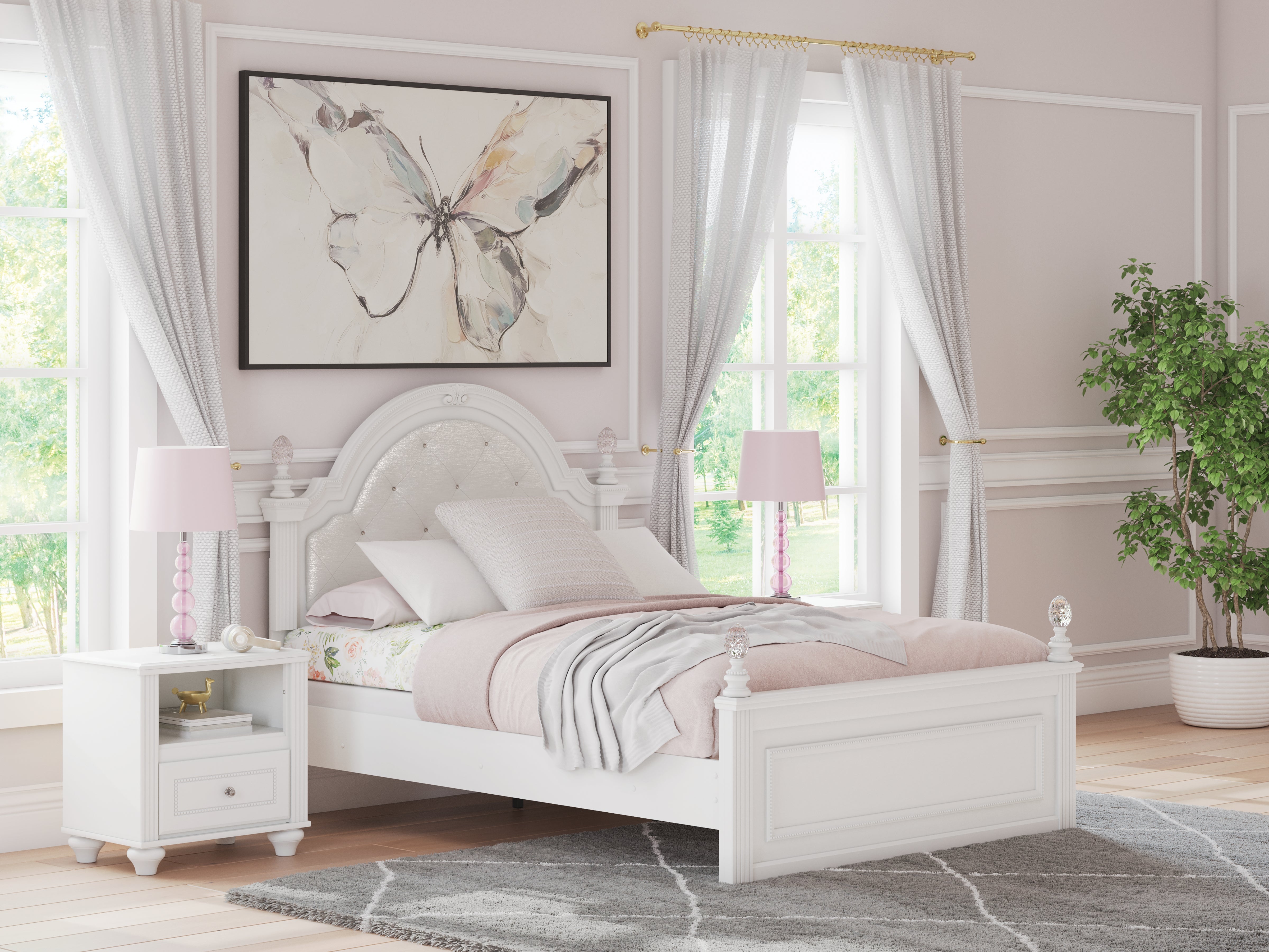 Luxury Living Gallery - Ashley Furniture - Kozlani Bedroom - Full Upholstered Panel Bed / White - PCB1819B6