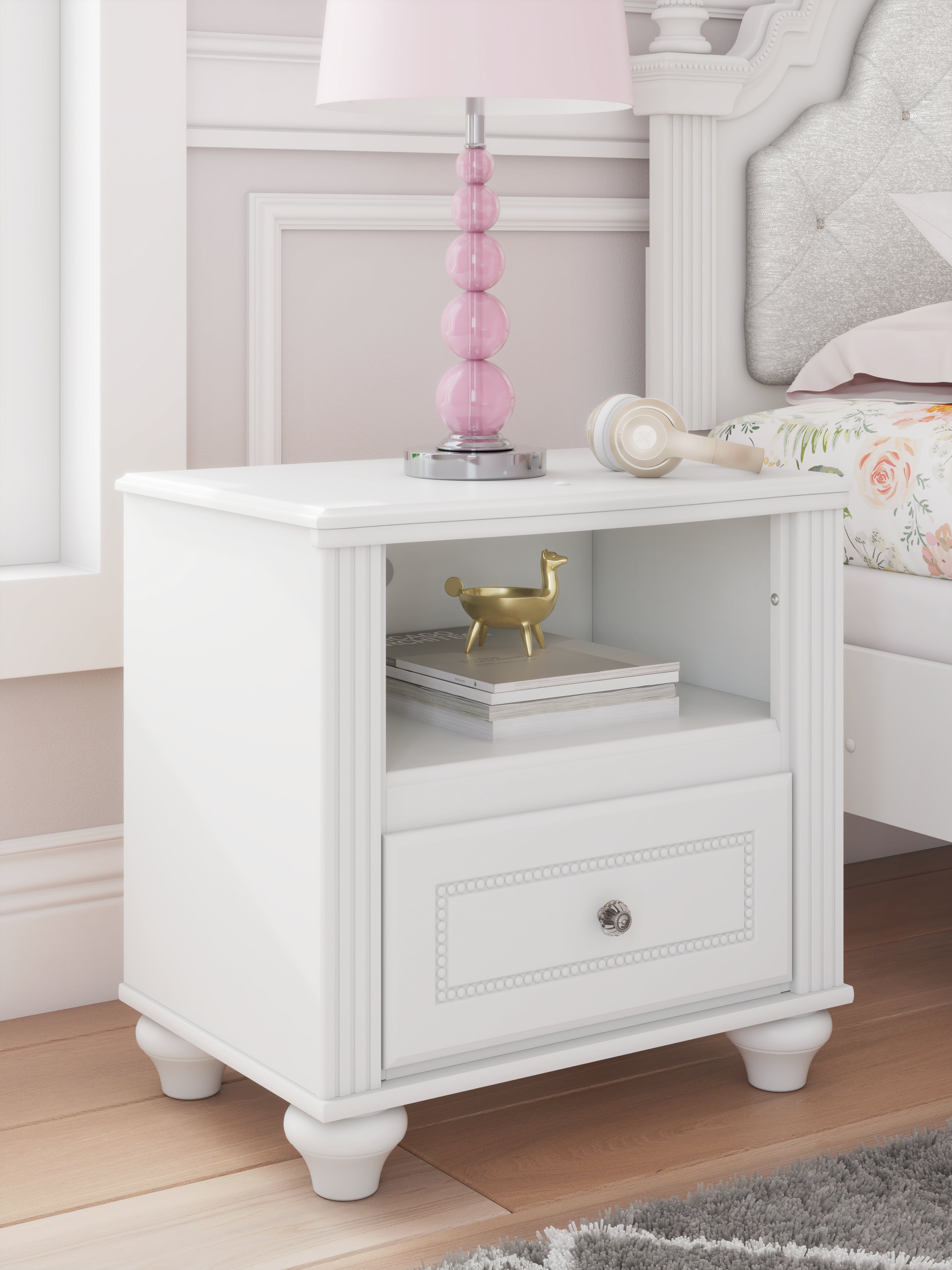 Luxury Living Gallery - Ashley Furniture - Kozlani Bedroom - One Drawer Night Stand / White - PCB1819-91