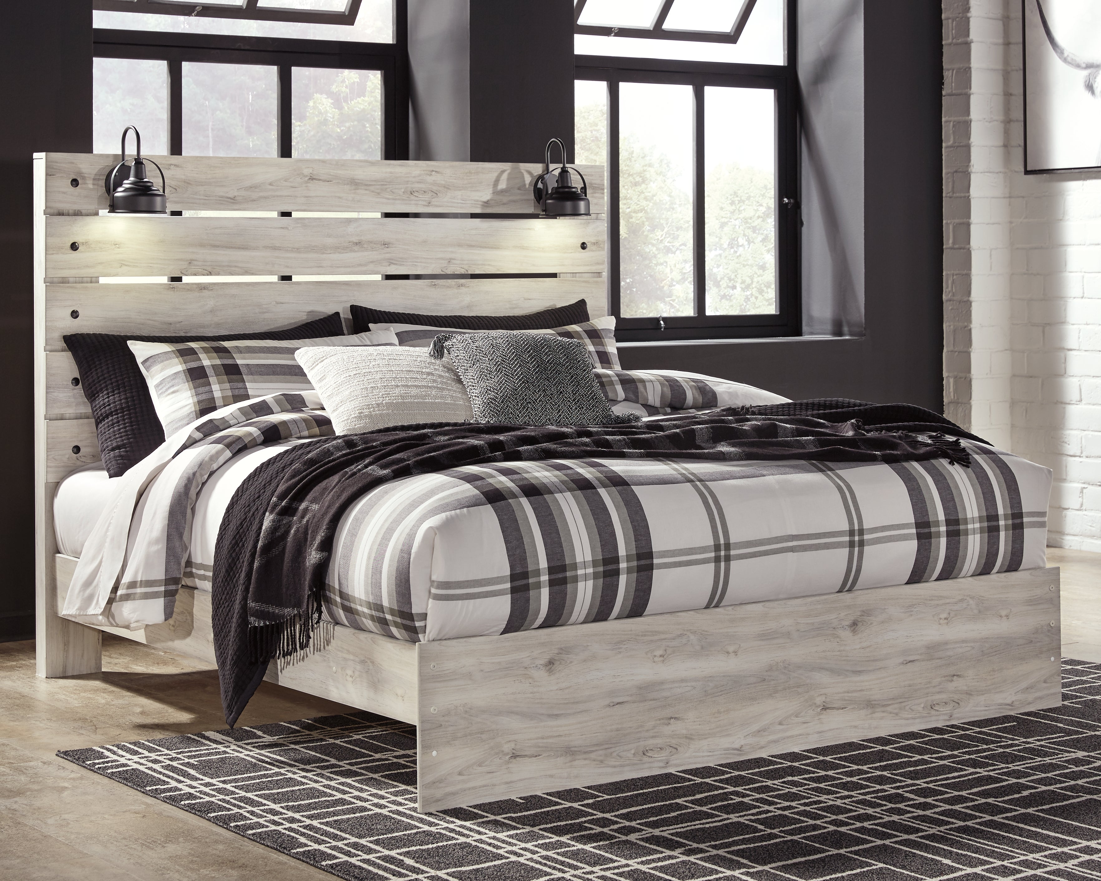 Luxury Living Gallery - Ashley Furniture - Cambeck Bedroom - King Panel Bed / Whitewash - B192B28