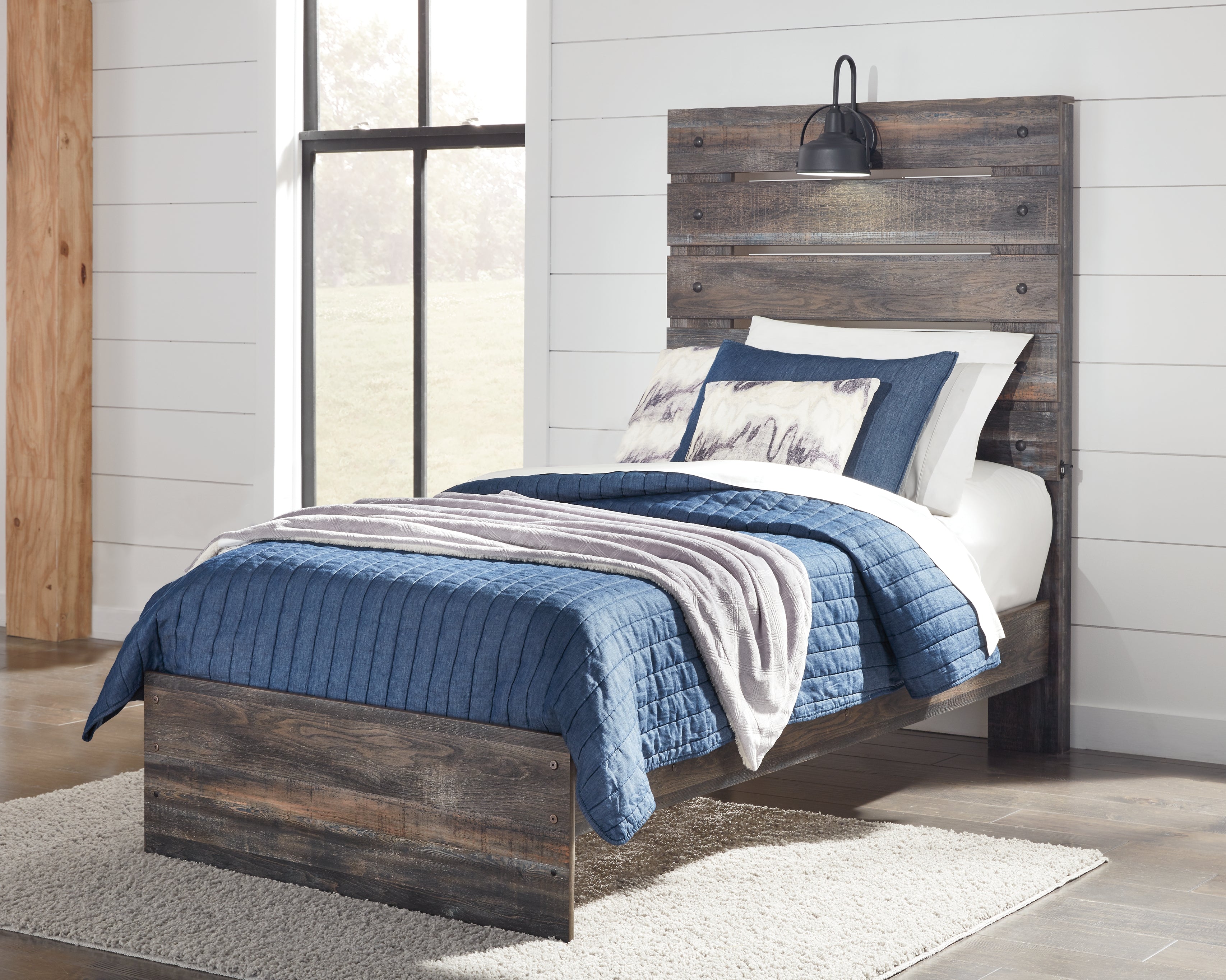 Luxury Living Gallery - Ashley Furniture - Drystan Bedroom - Twin Panel Bed / Multi - B211B2