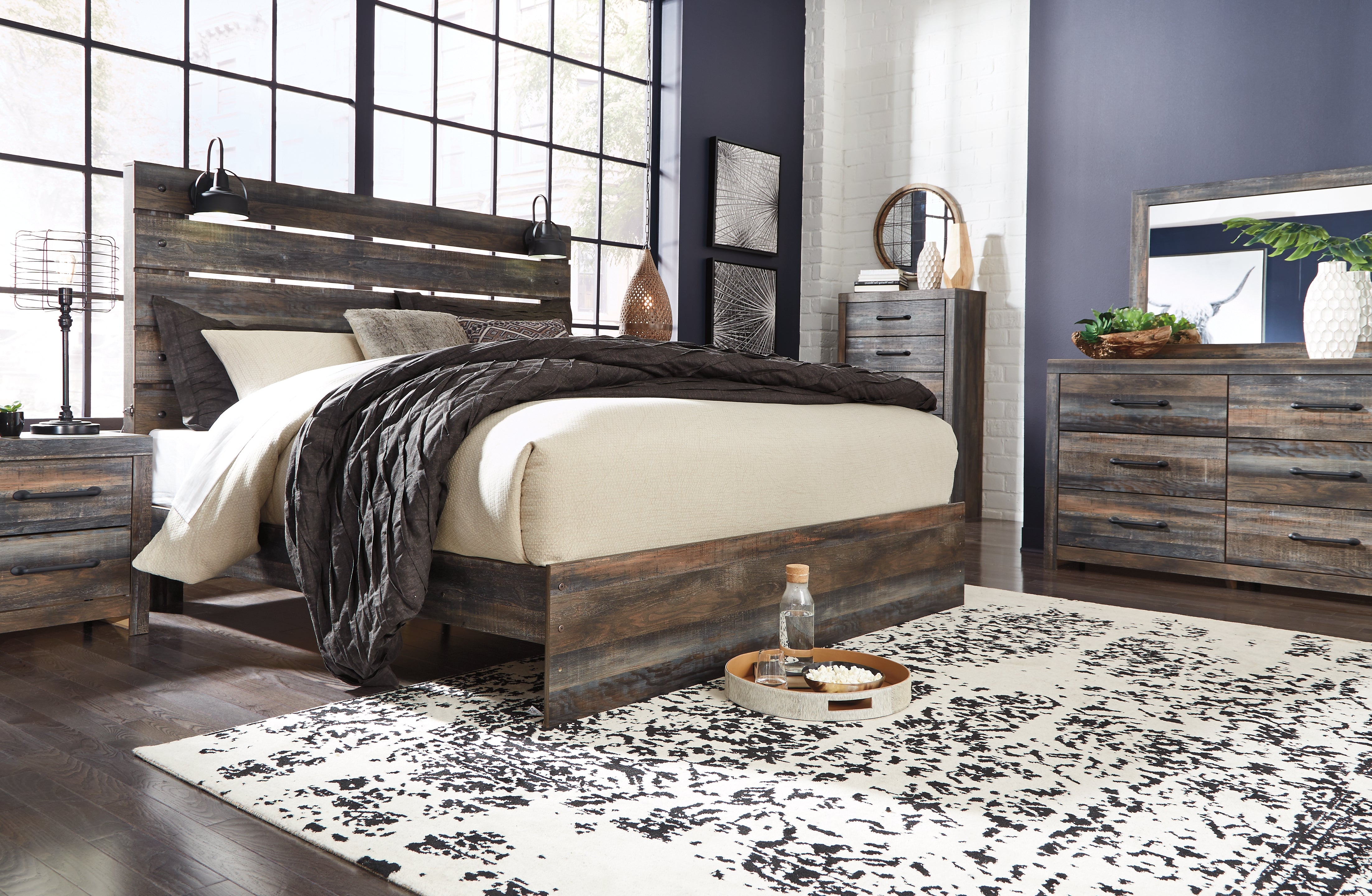 Luxury Living Gallery - Ashley Furniture - Drystan Bedroom - King Panel Bed / Multi - B211B14