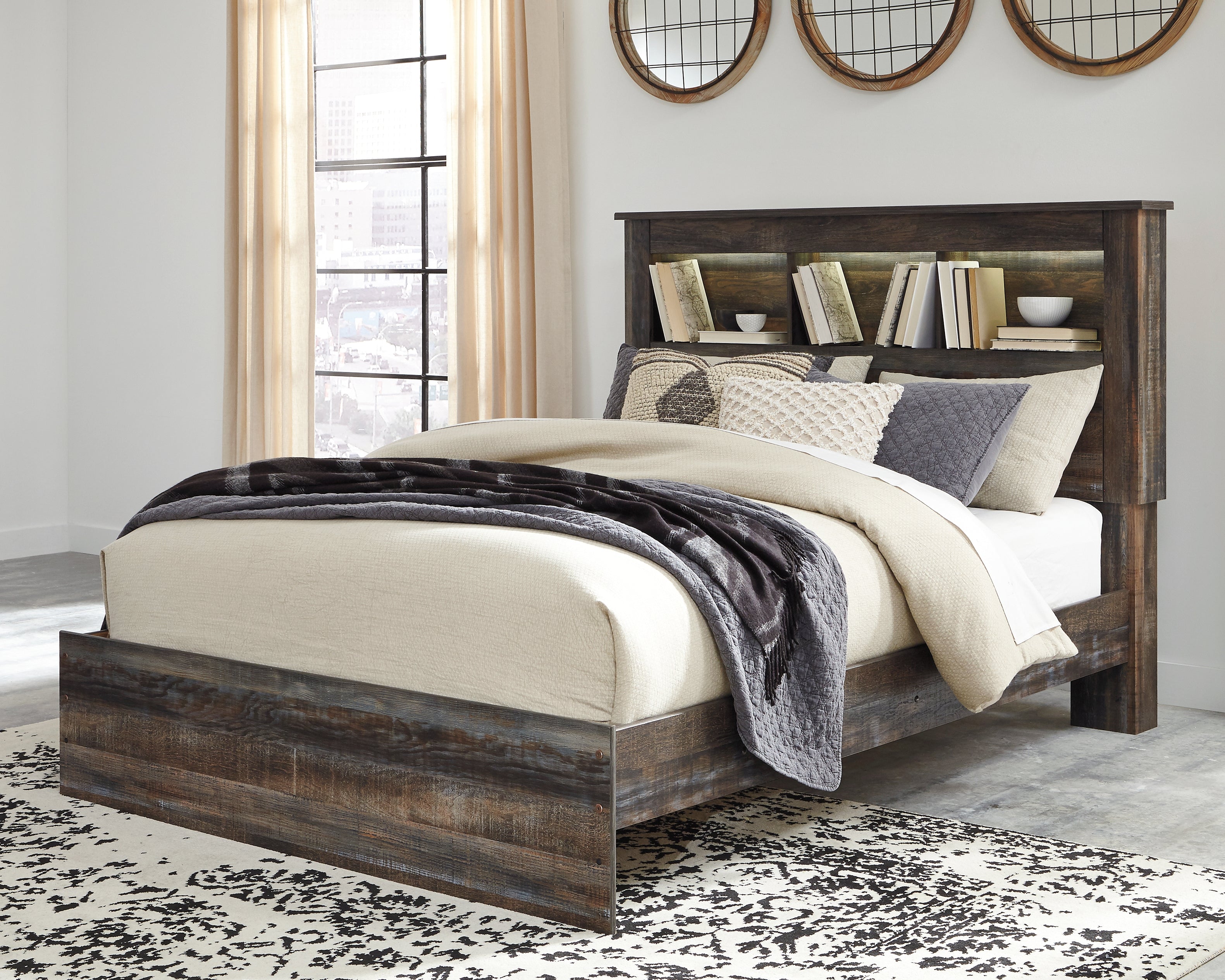 Luxury Living Gallery - Ashley Furniture - Drystan Bedroom - Queen Bookcase Bed / Multi - B211B16