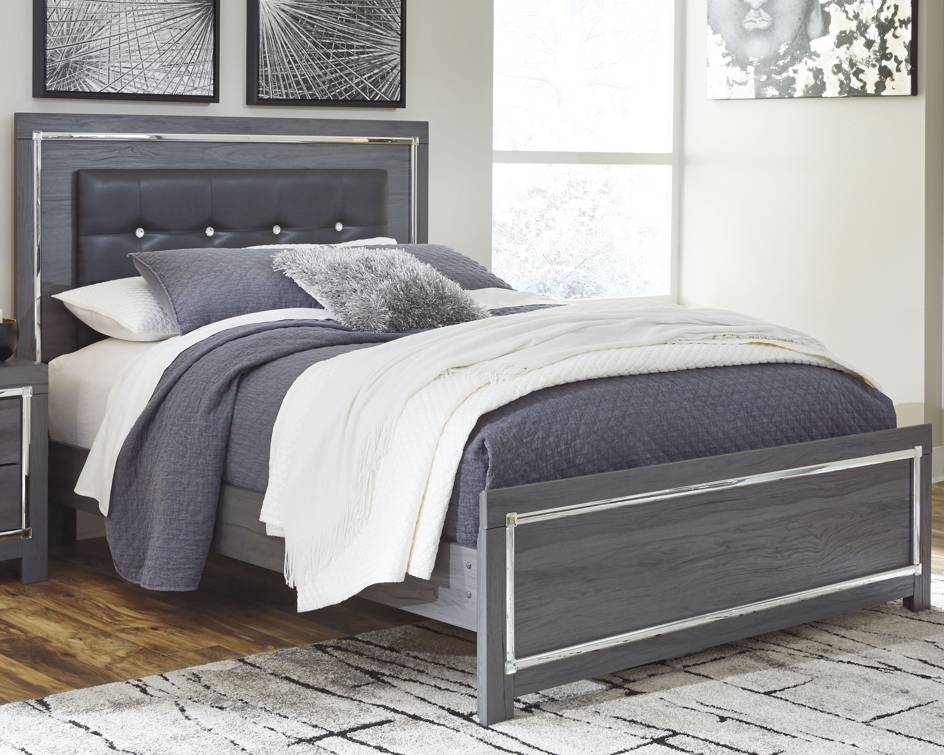 Luxury Living Gallery - Ashley Furniture - Lodanna Bedroom - Queen Panel Bed / Gray - B214B2