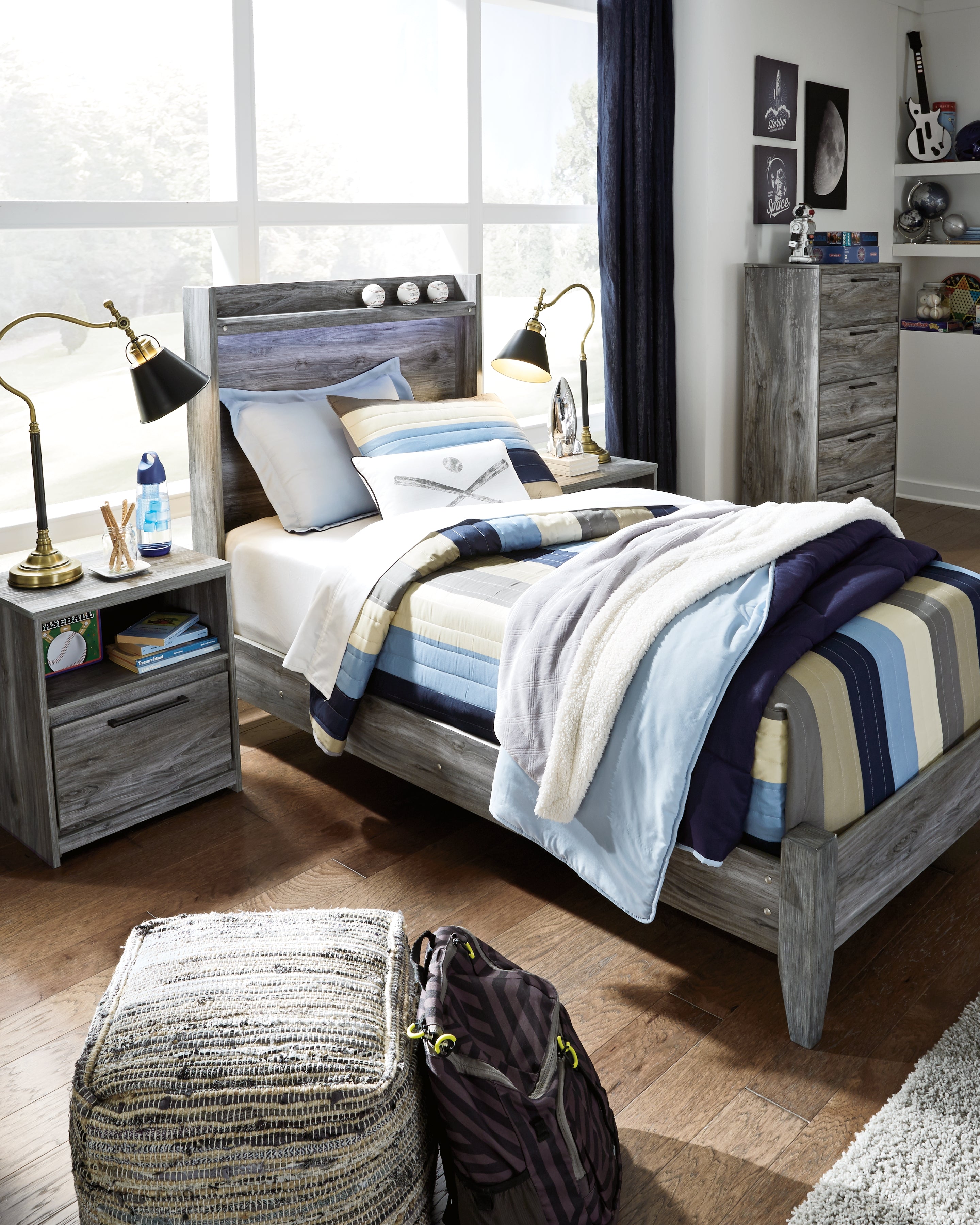 Luxury Living Gallery - Ashley Furniture - Baystorm Bedroom - Twin Panel Bed / Gray - B221B20