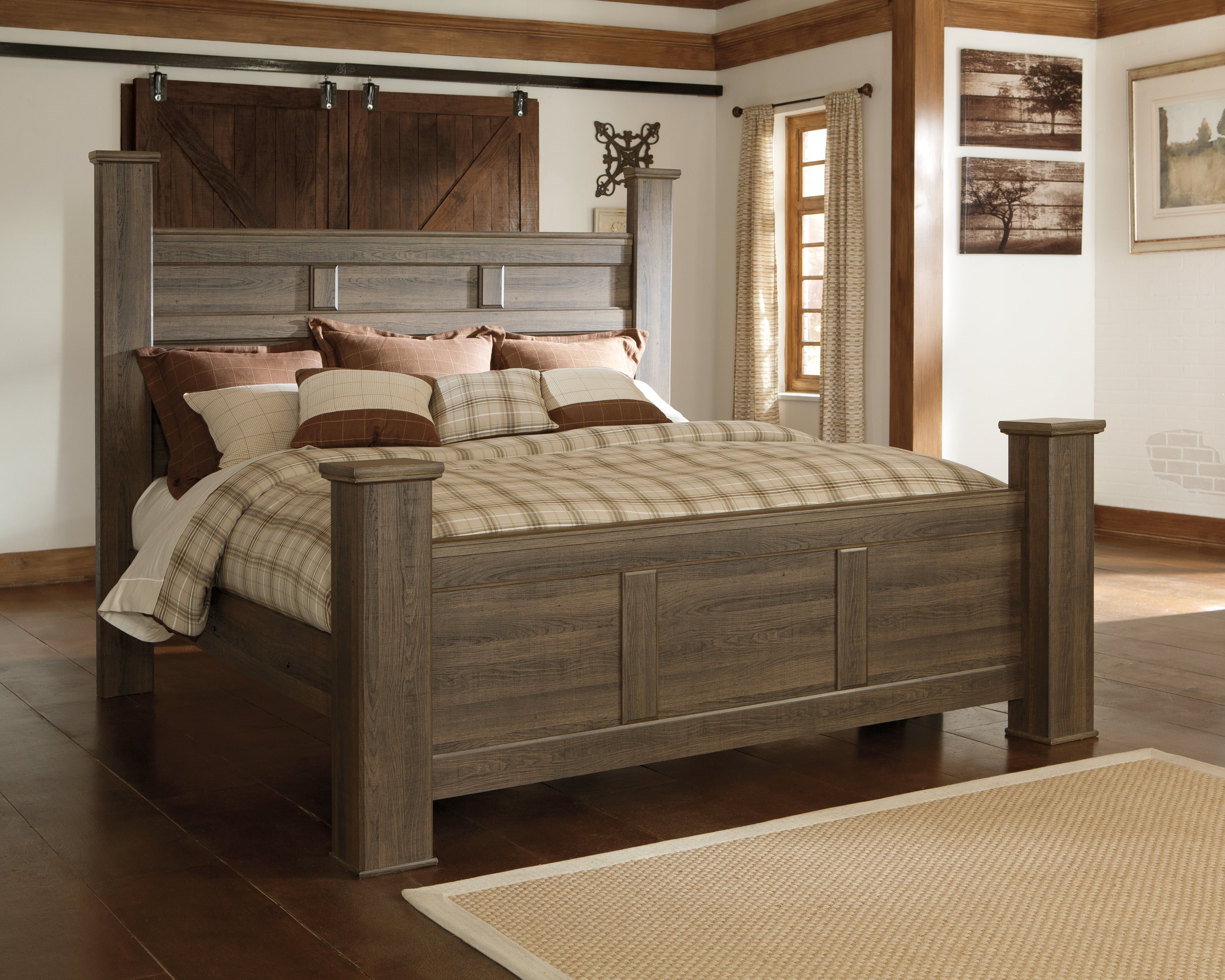 Luxury Living Gallery - Ashley Furniture - Juararo Bedroom - California King Poster Bed / Dark Brown - B251B12