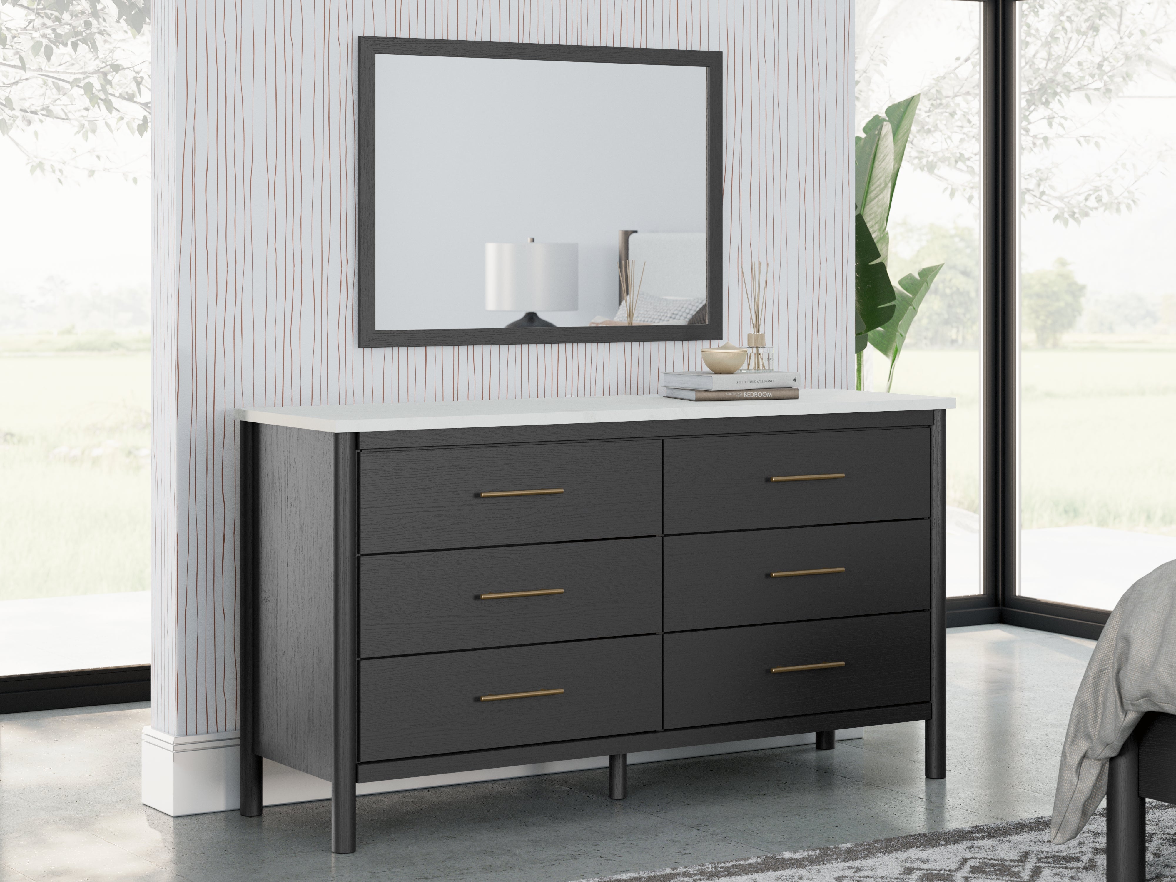 Luxury Living Gallery - Ashley Furniture - Cadmori Bedroom - Dresser and Mirror / Black/White - B2616B1