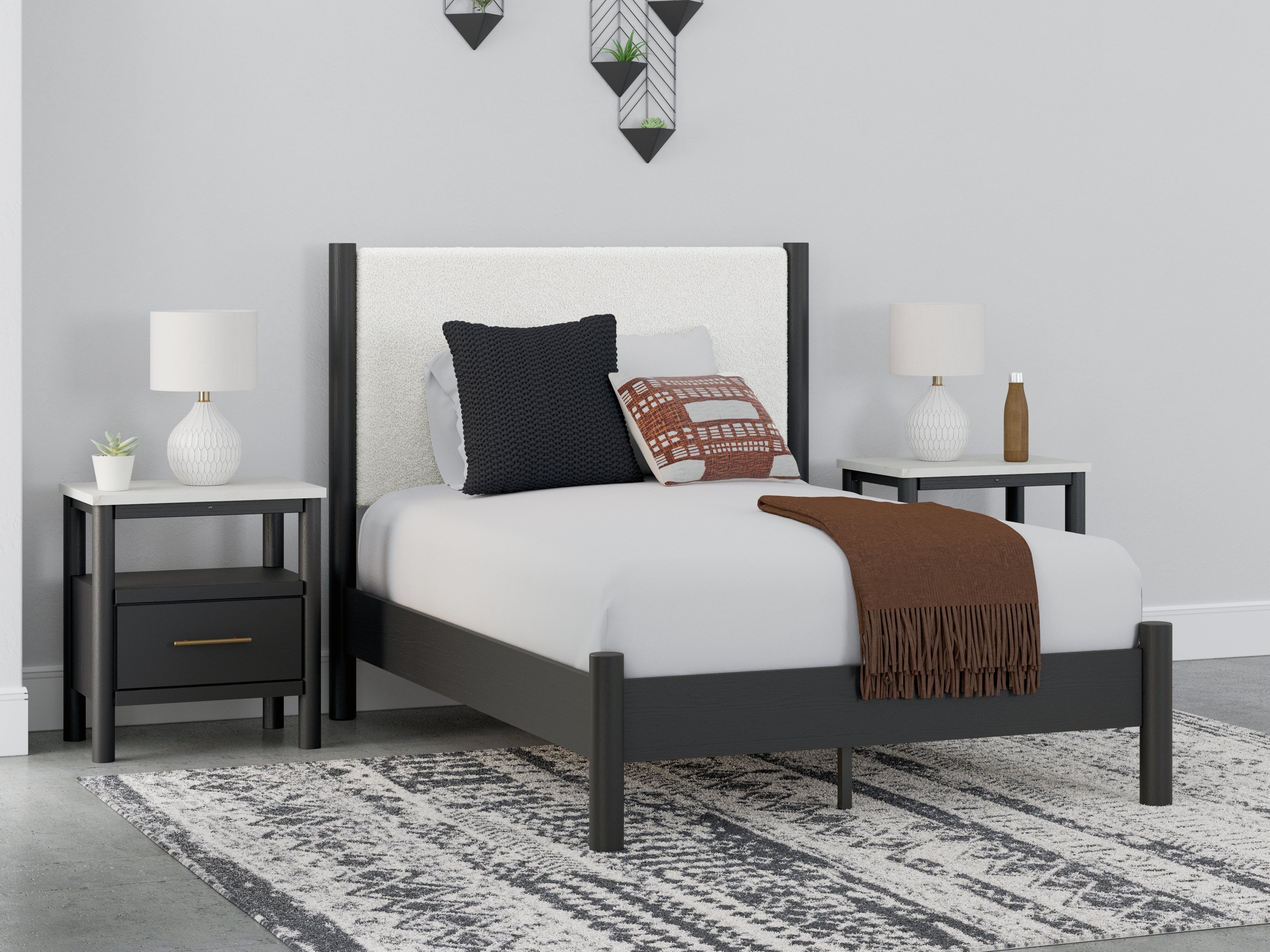 Luxury Living Gallery - Ashley Furniture - Cadmori Bedroom - Full Upholstered Panel Bed / Black/White - B2616B3