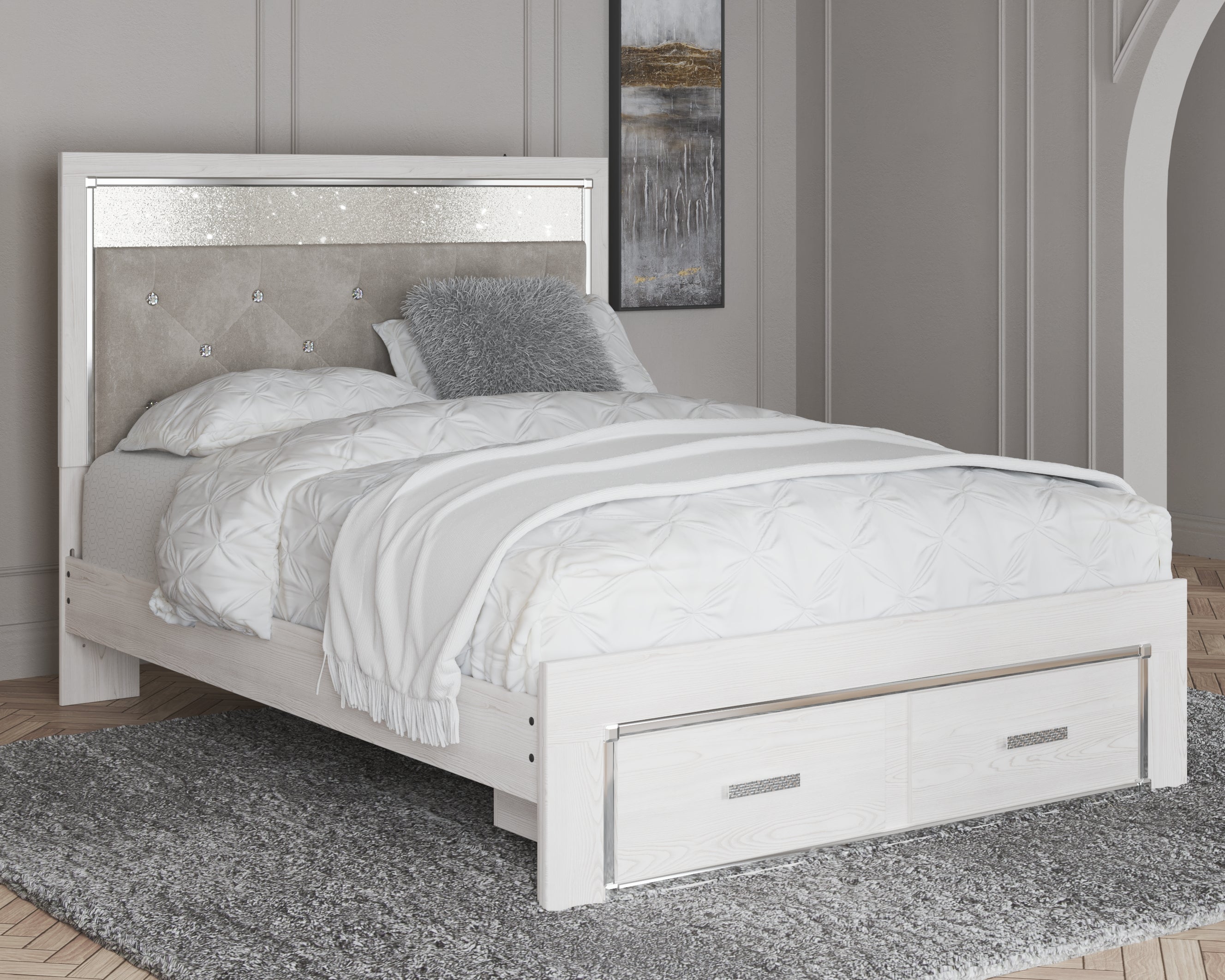Luxury Living Gallery - Ashley Furniture - Altyra Bedroom - Queen Upholstered Storage Bed / White - B2640B17