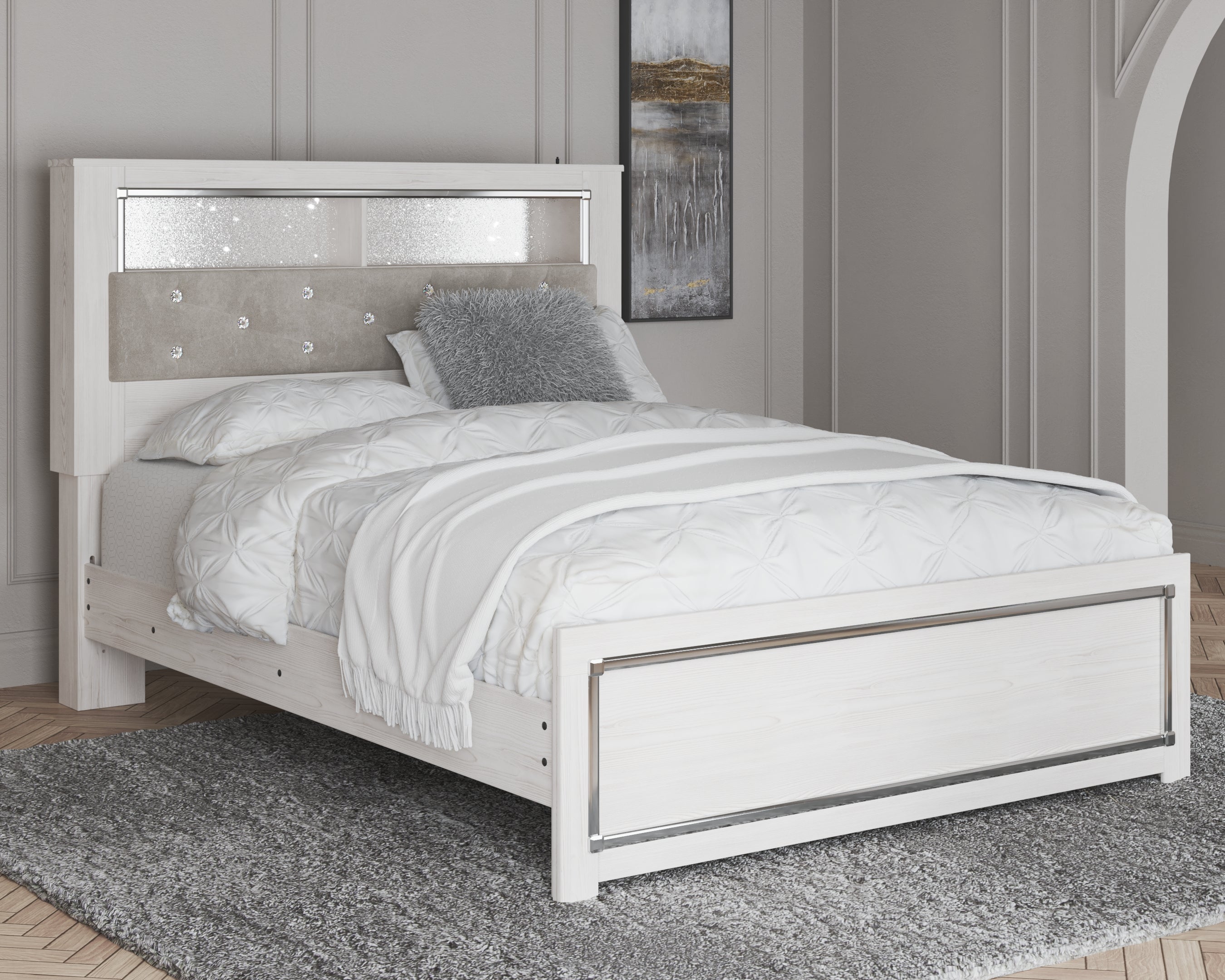 Luxury Living Gallery - Ashley Furniture - Altyra Bedroom - Queen Panel Bookcase Bed / White - B2640B4