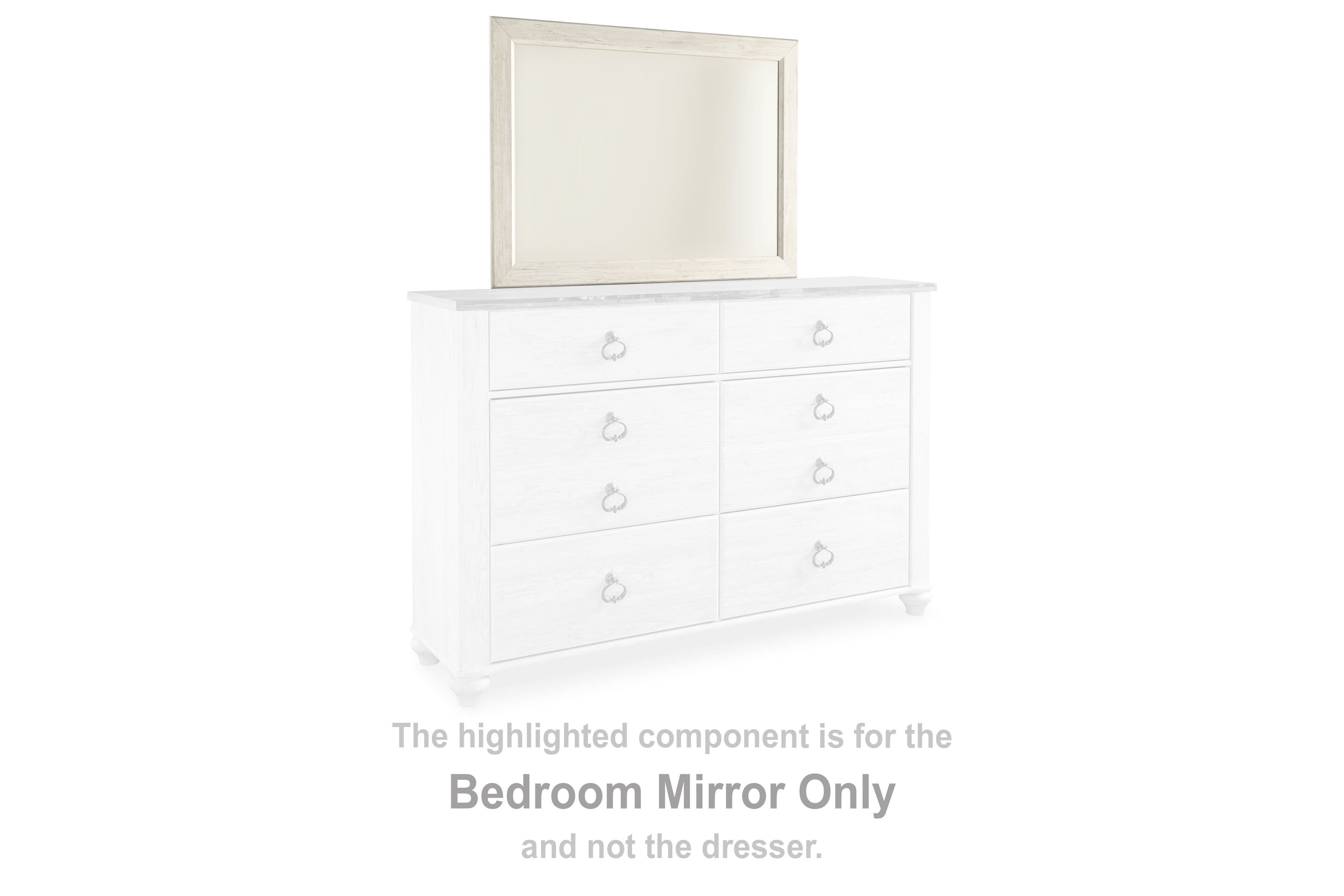 Luxury Living Gallery - Ashley Furniture - Willowton Bedroom - Bedroom Mirror / Whitewash - B267-36