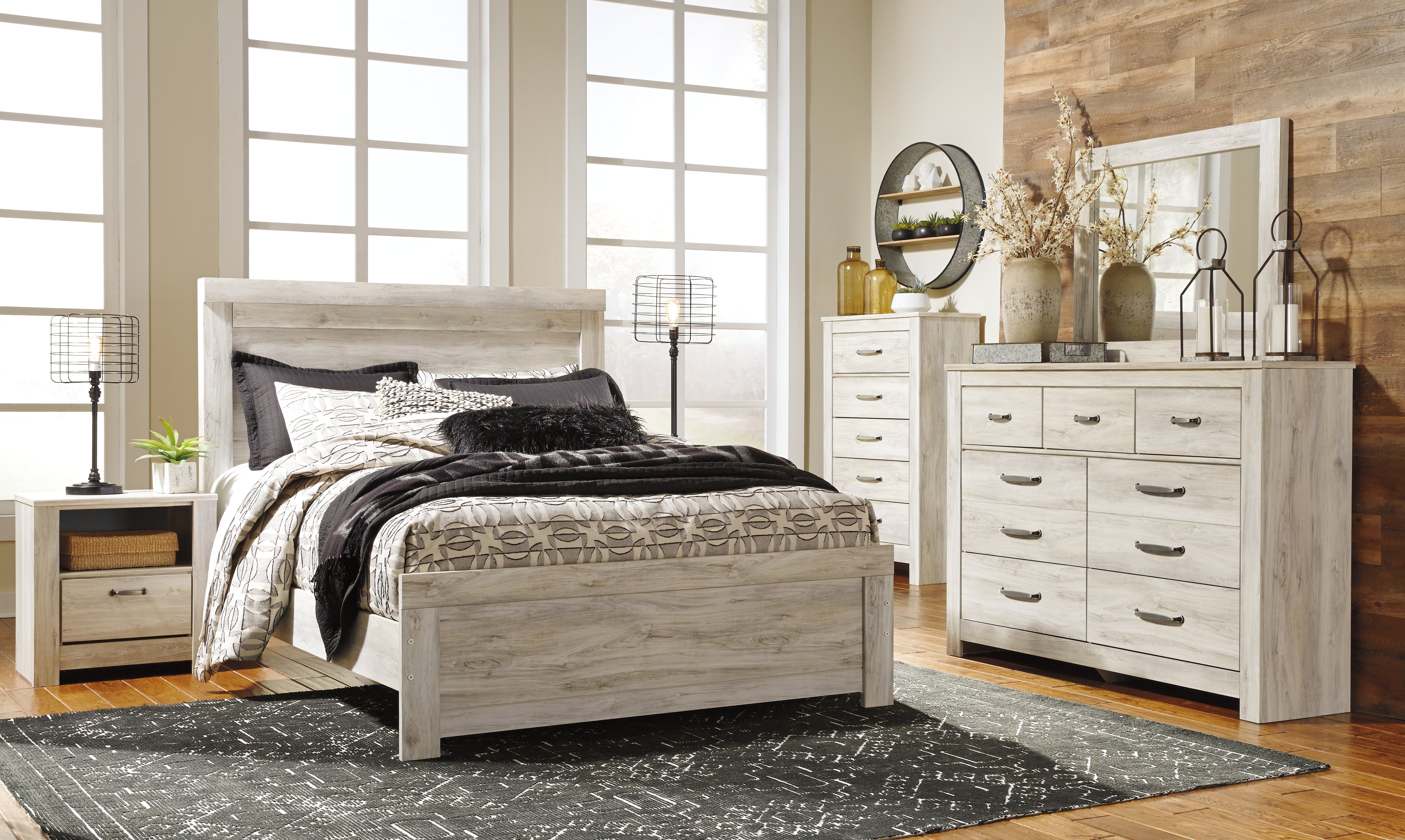 Luxury Living Gallery - Ashley Furniture - Bellaby Bedroom - Queen Panel Bed / Whitewash - B331B2