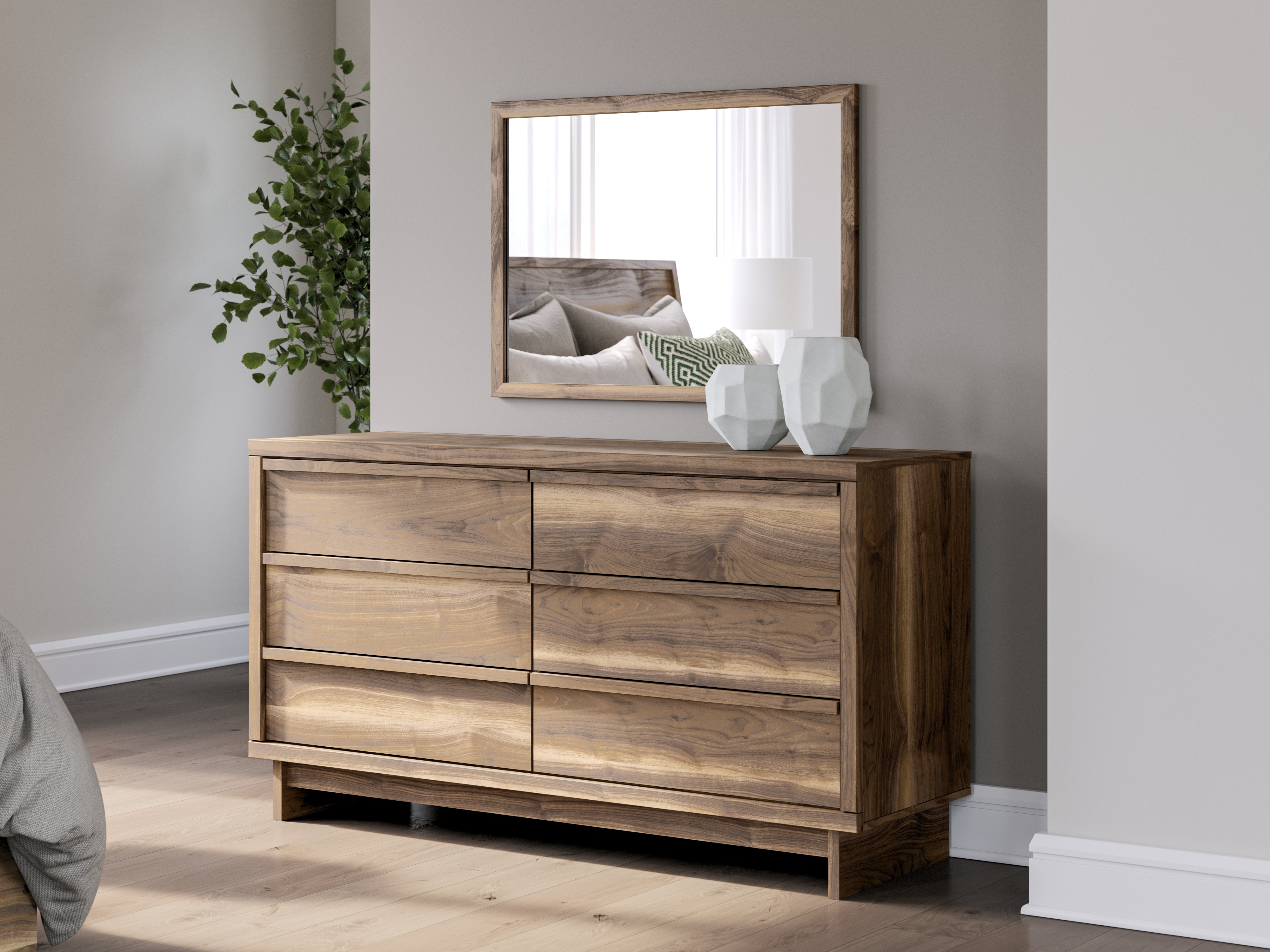 Luxury Living Gallery - Ashley Furniture - Chirason Bedroom - Dresser and Mirror / Brown - PCB3367B1