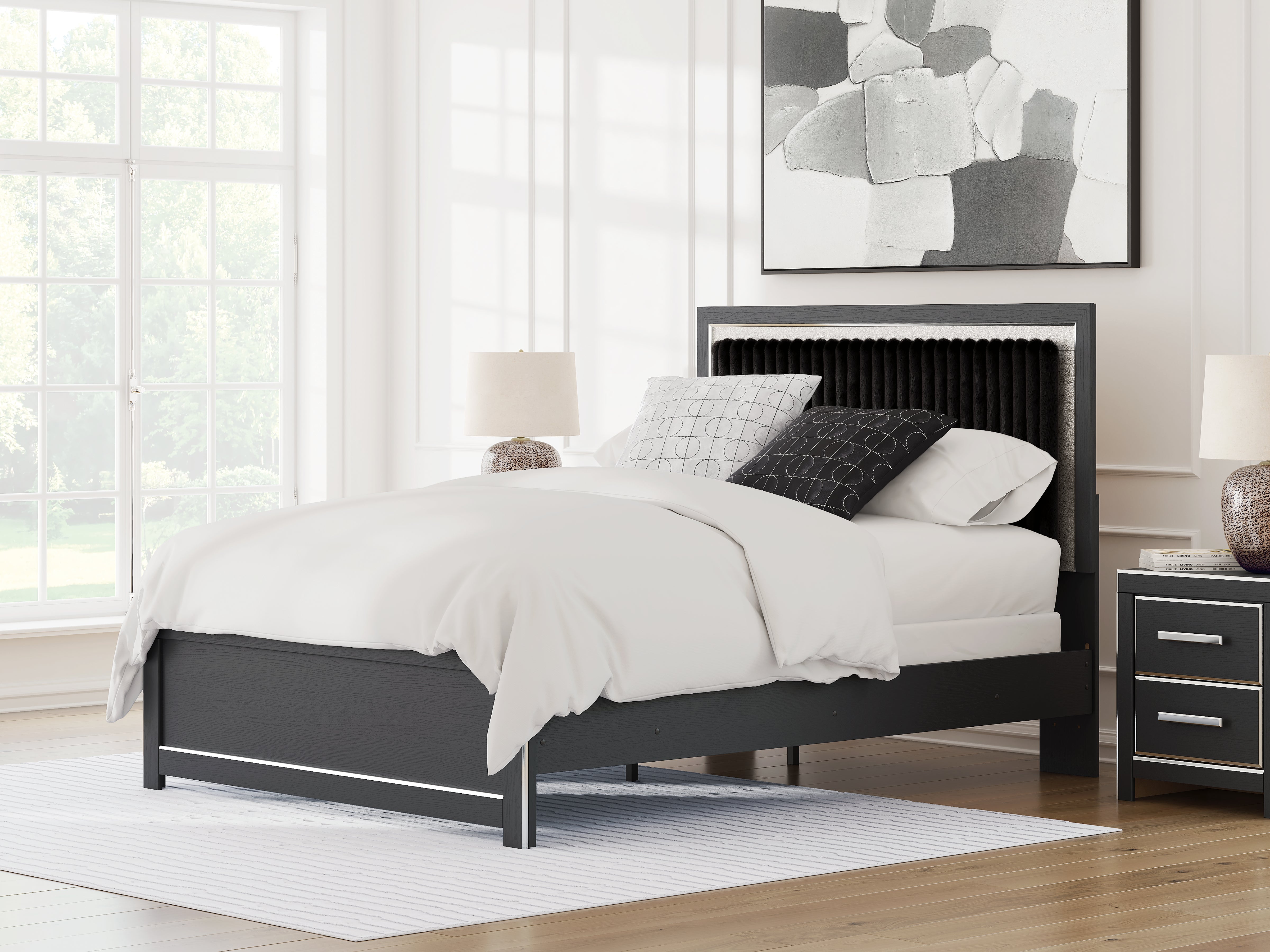 Luxury Living Gallery - Ashley Furniture - Zuraleus Bedroom - Queen Upholstered Panel Bed / Black - PCB3380B6