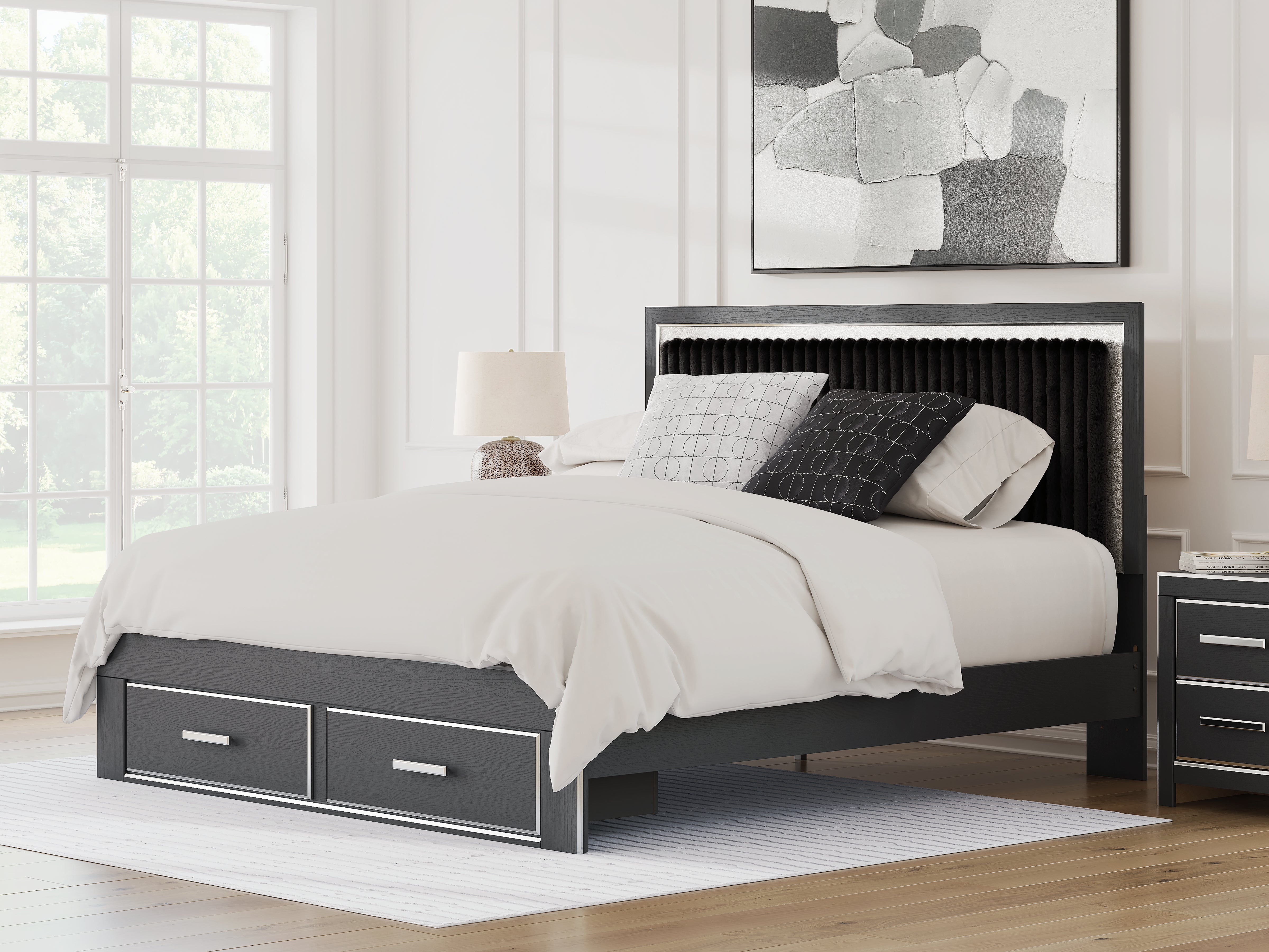 Luxury Living Gallery - Ashley Furniture - Zuraleus Bedroom - King Upholstered Panel Storage Bed / Black - PCB3380B11