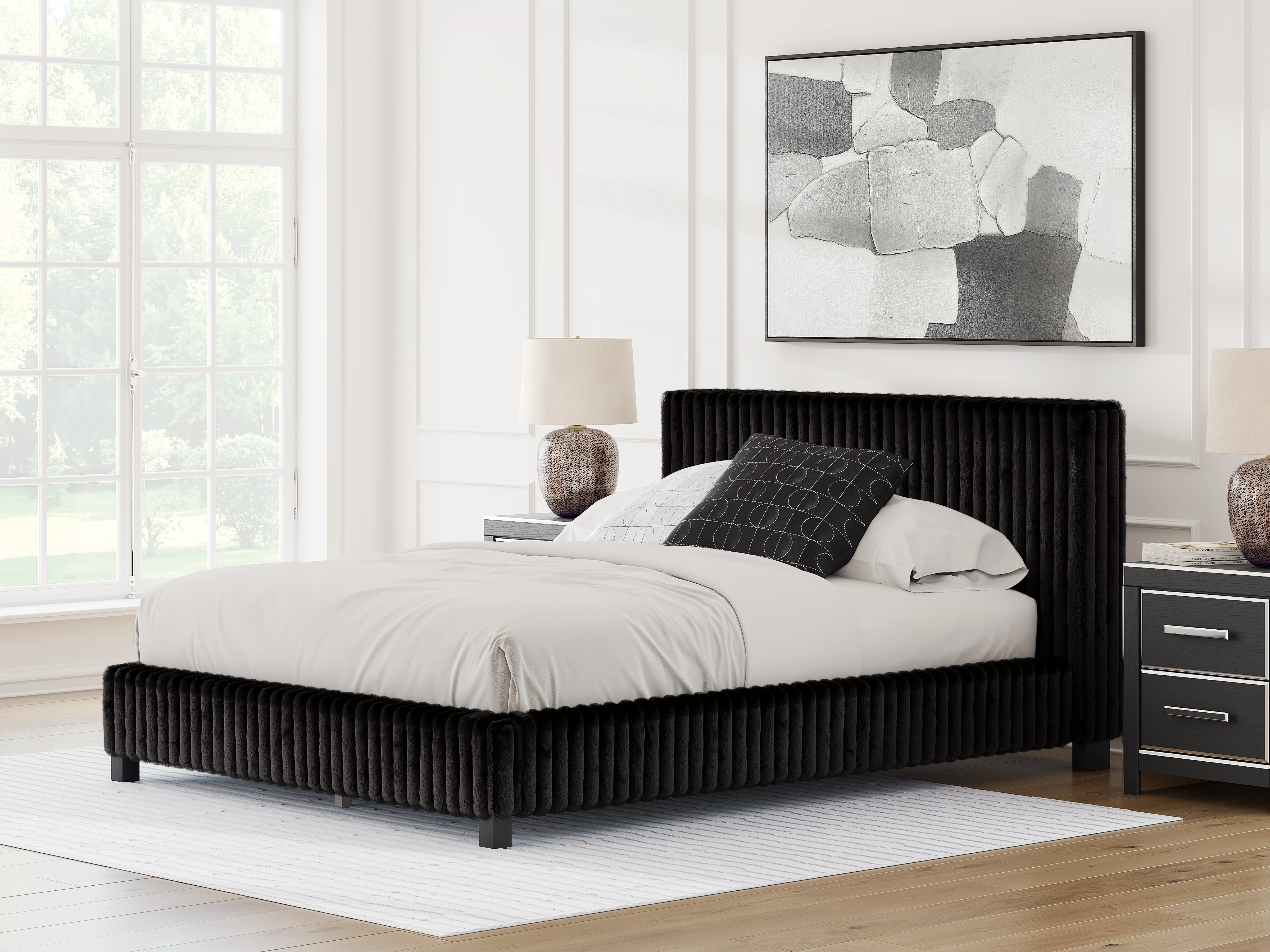 Luxury Living Gallery - Ashley Furniture - Zuraleus Bedroom - Queen Upholstered Bed / Black - PCB3380B8