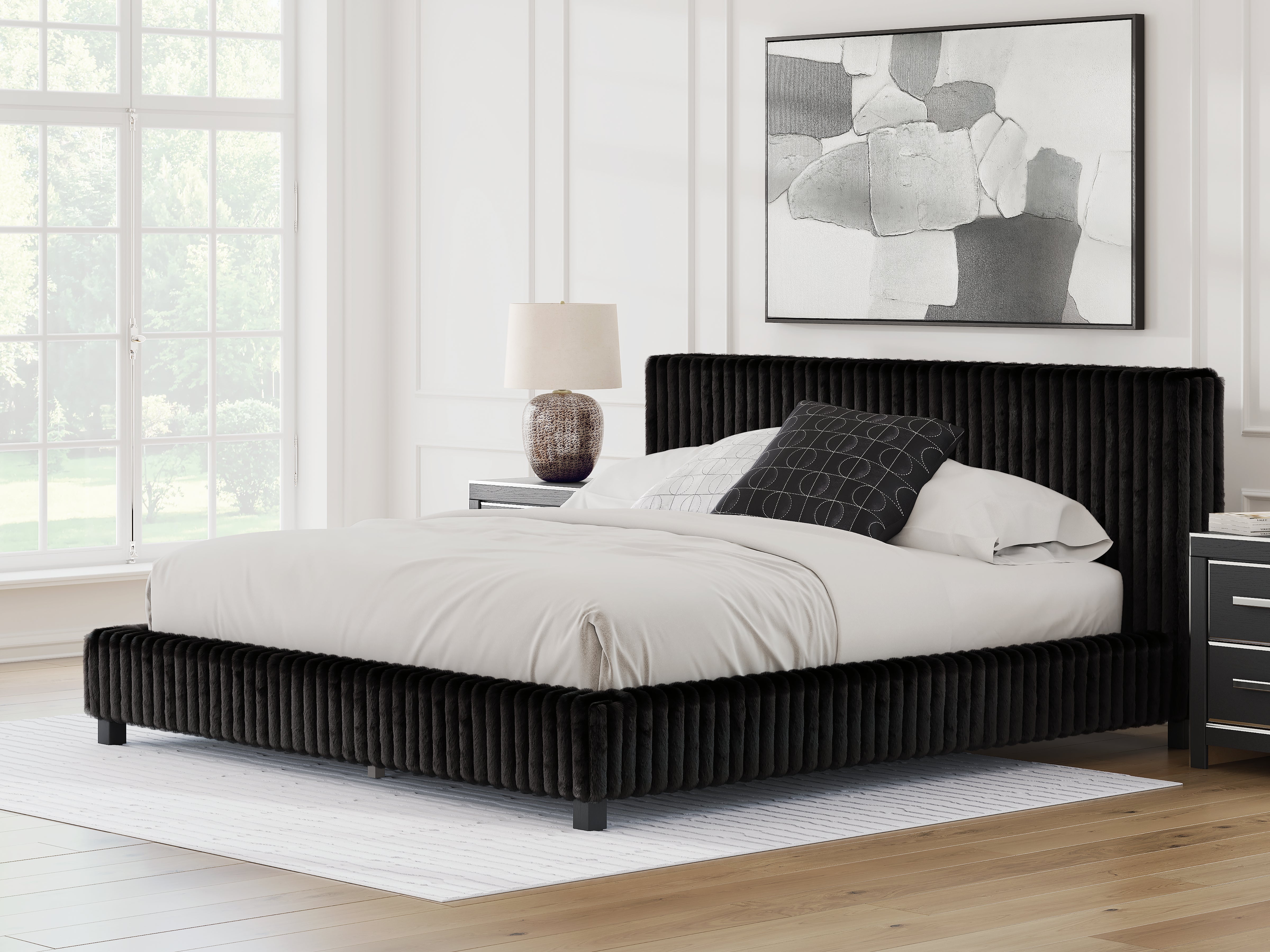 Luxury Living Gallery - Ashley Furniture - Zuraleus Bedroom - King Upholstered Bed / Black - PCB3380B13