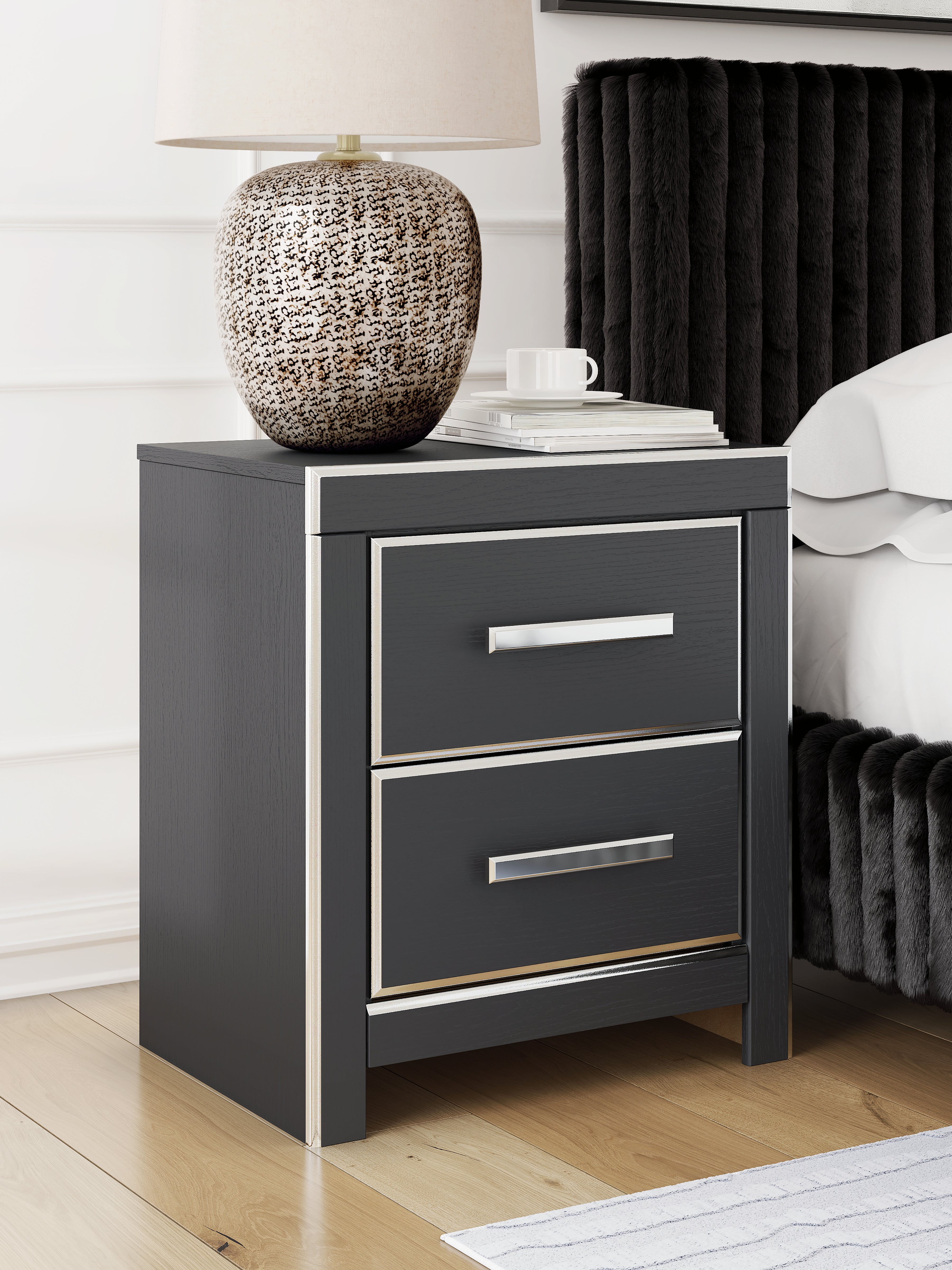 Luxury Living Gallery - Ashley Furniture - Zuraleus Bedroom - Two Drawer Night Stand / Black - PCB3380-92