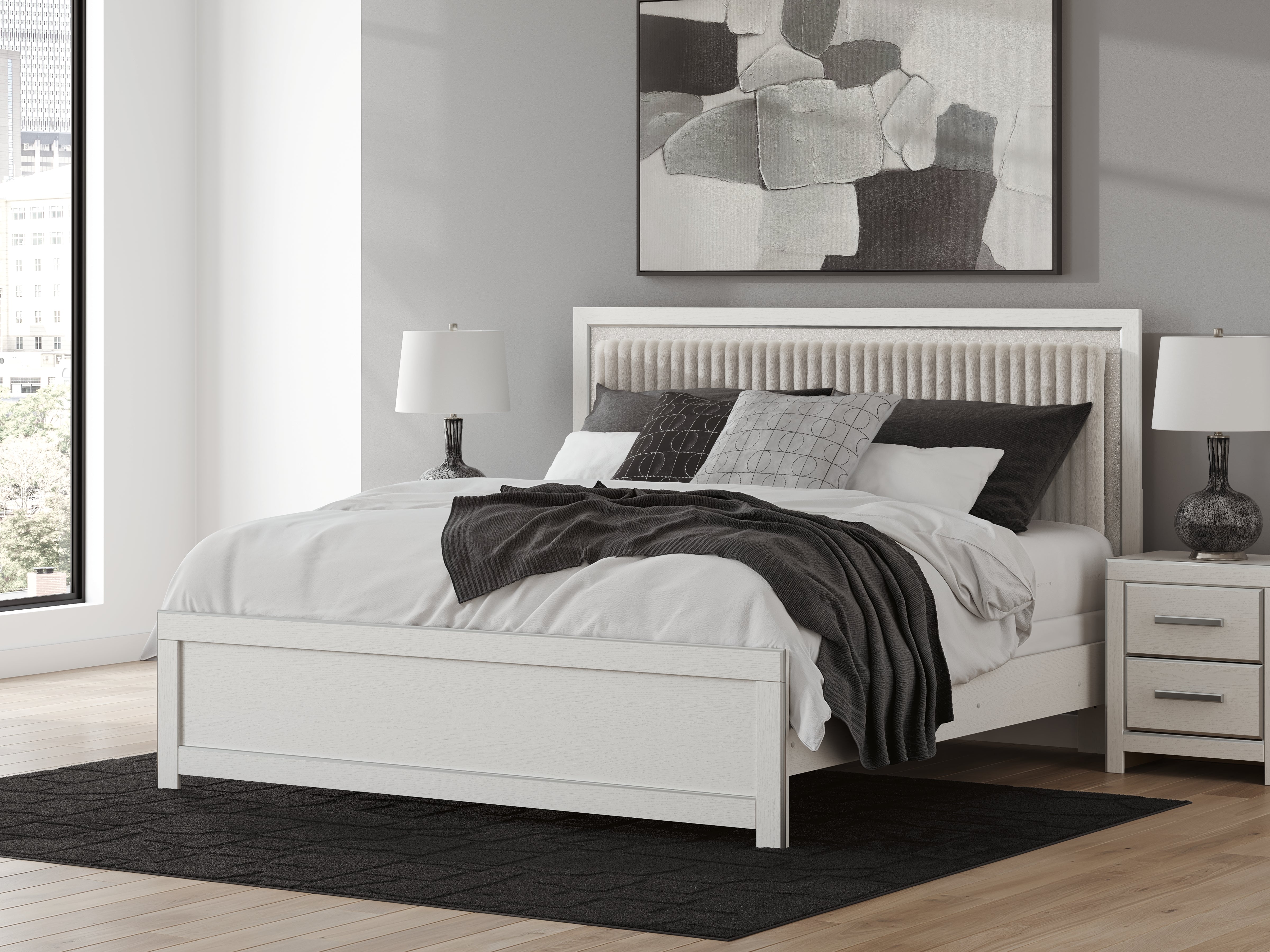 Luxury Living Gallery - Ashley Furniture - Zuraleus Bedroom - King Upholstered Panel Bed / White - PCB3381B10