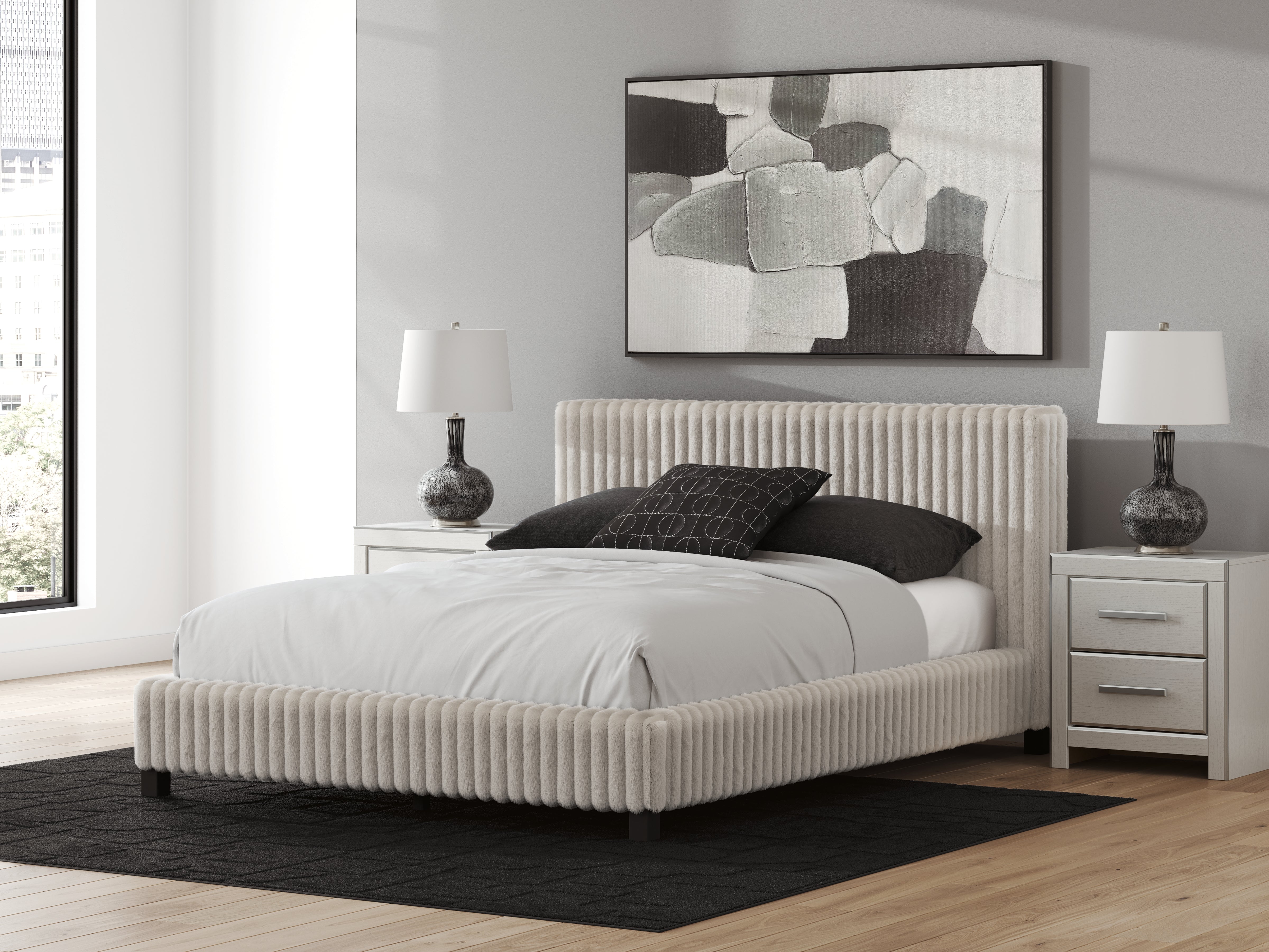Luxury Living Gallery - Ashley Furniture - Zuraleus Bedroom - Queen Upholstered Bed / White - PCB3381B11